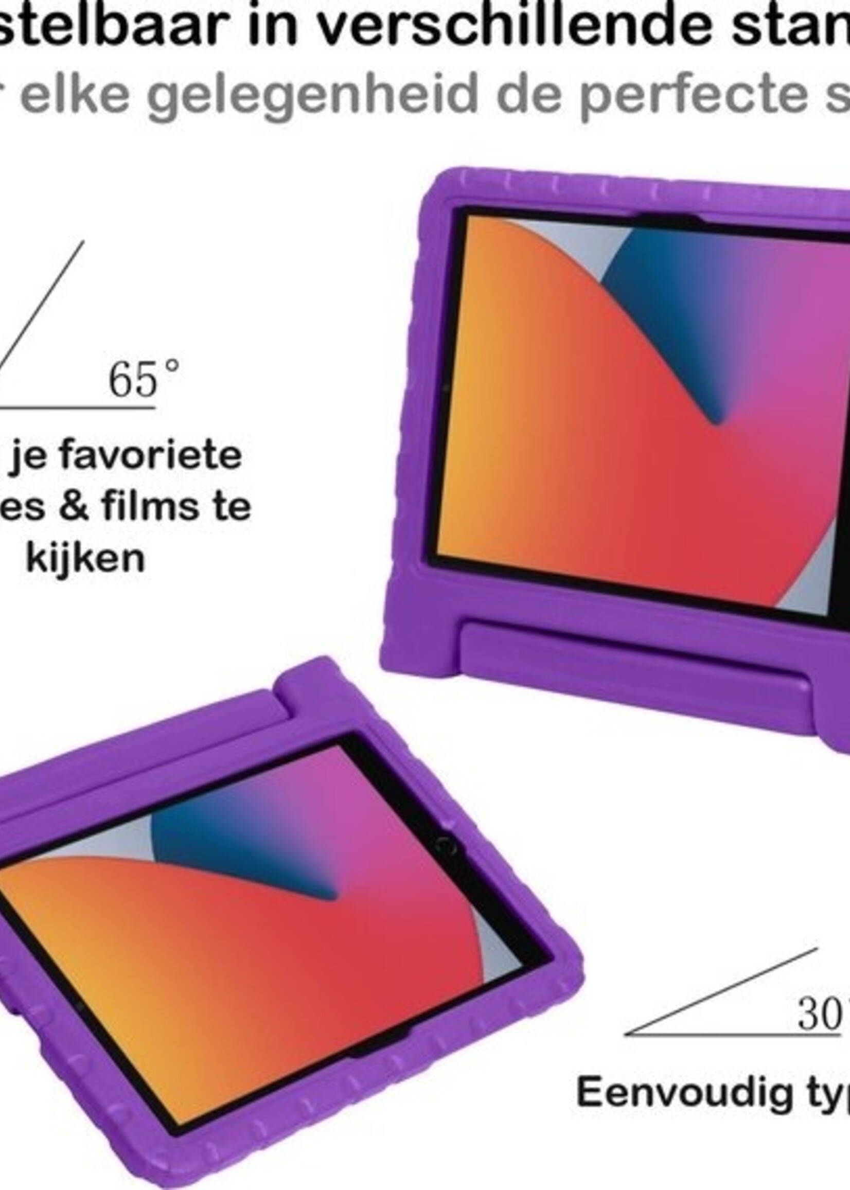 BTH Kinderhoes Geschikt voor iPad 10.2 2020 Hoes Kinder Hoesje Kids Case Cover Kidsproof - Hoesje Geschikt voor iPad 8 Hoesje Kinder Hoes - Paars