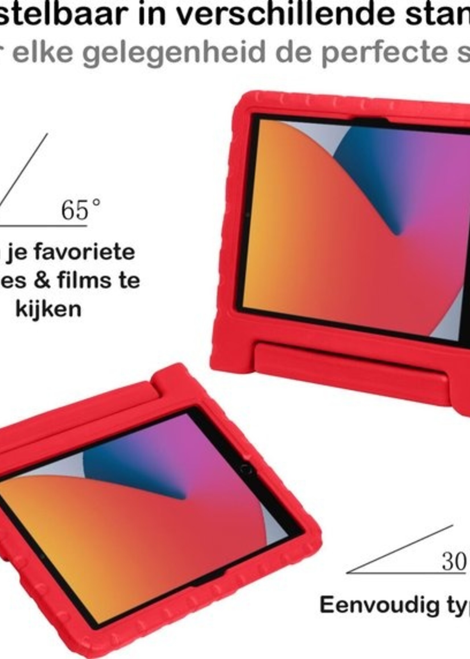 BTH Kinderhoes Geschikt voor iPad 10.2 2019/2020 Hoes Kinder Hoesje Kids Case Cover Kidsproof - Hoesje Geschikt voor iPad 7/8 Hoesje Kinder Hoes - Rood