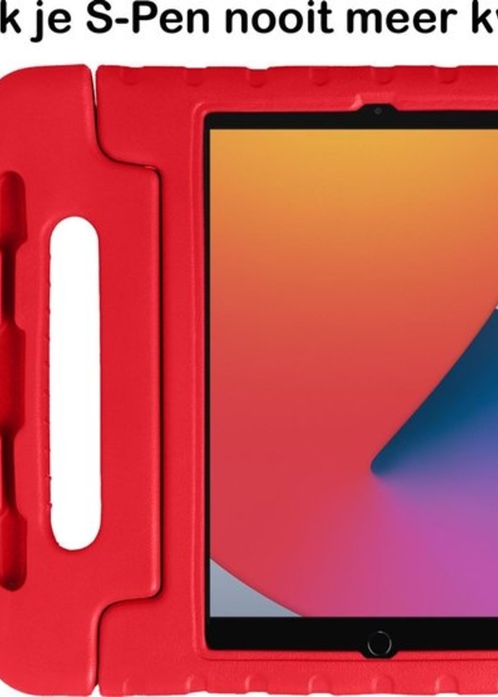BTH Kinderhoes Geschikt voor iPad 10.2 2019/2020 Hoes Kinder Hoesje Kids Case Cover Kidsproof - Hoesje Geschikt voor iPad 7/8 Hoesje Kinder Hoes - Rood