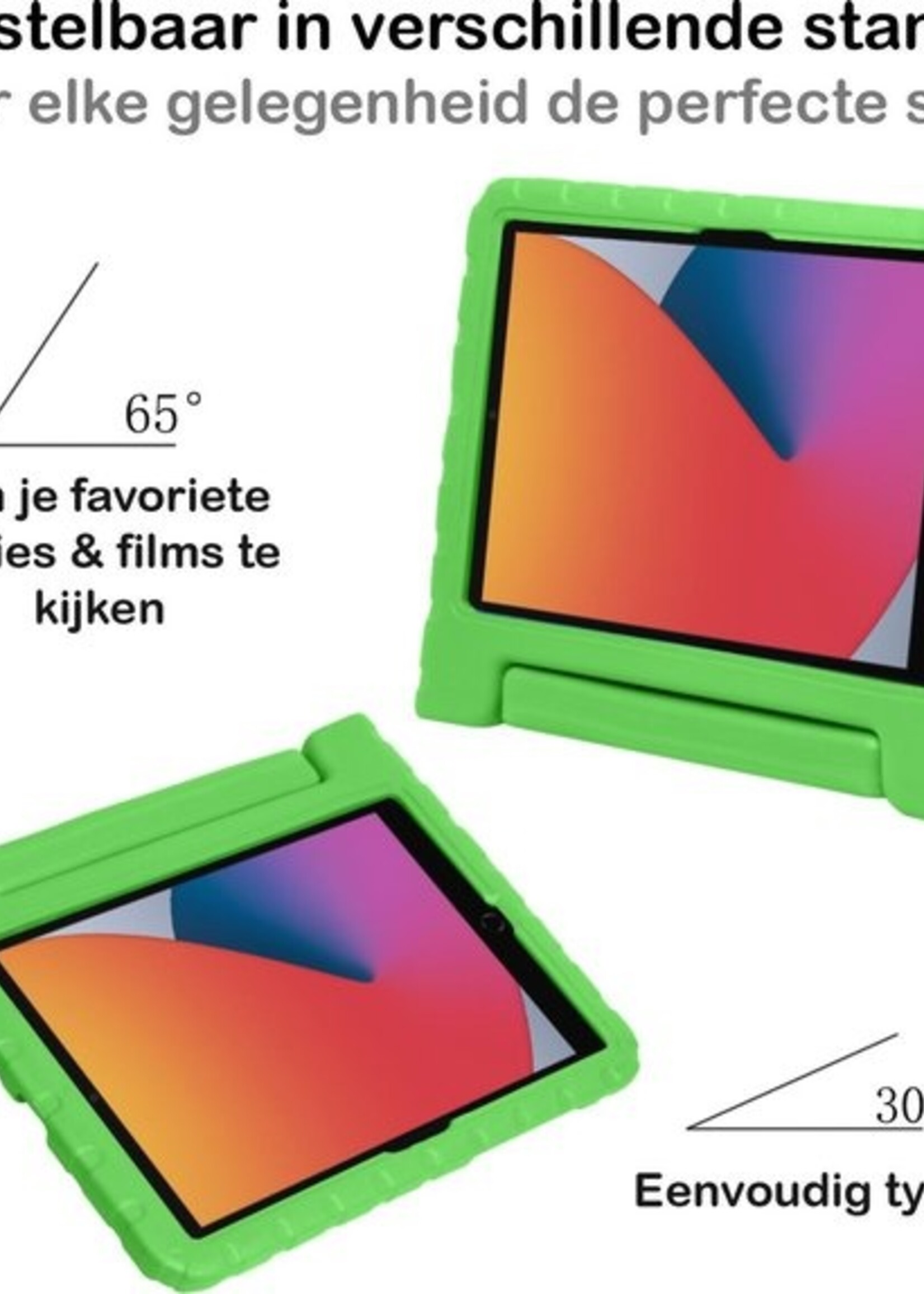 BTH Kinderhoes Geschikt voor iPad 10.2 2019/2020 Hoes Kinder Hoesje Kids Case Cover Kidsproof - Hoesje Geschikt voor iPad 7/8 Hoesje Kinder Hoes - Groen