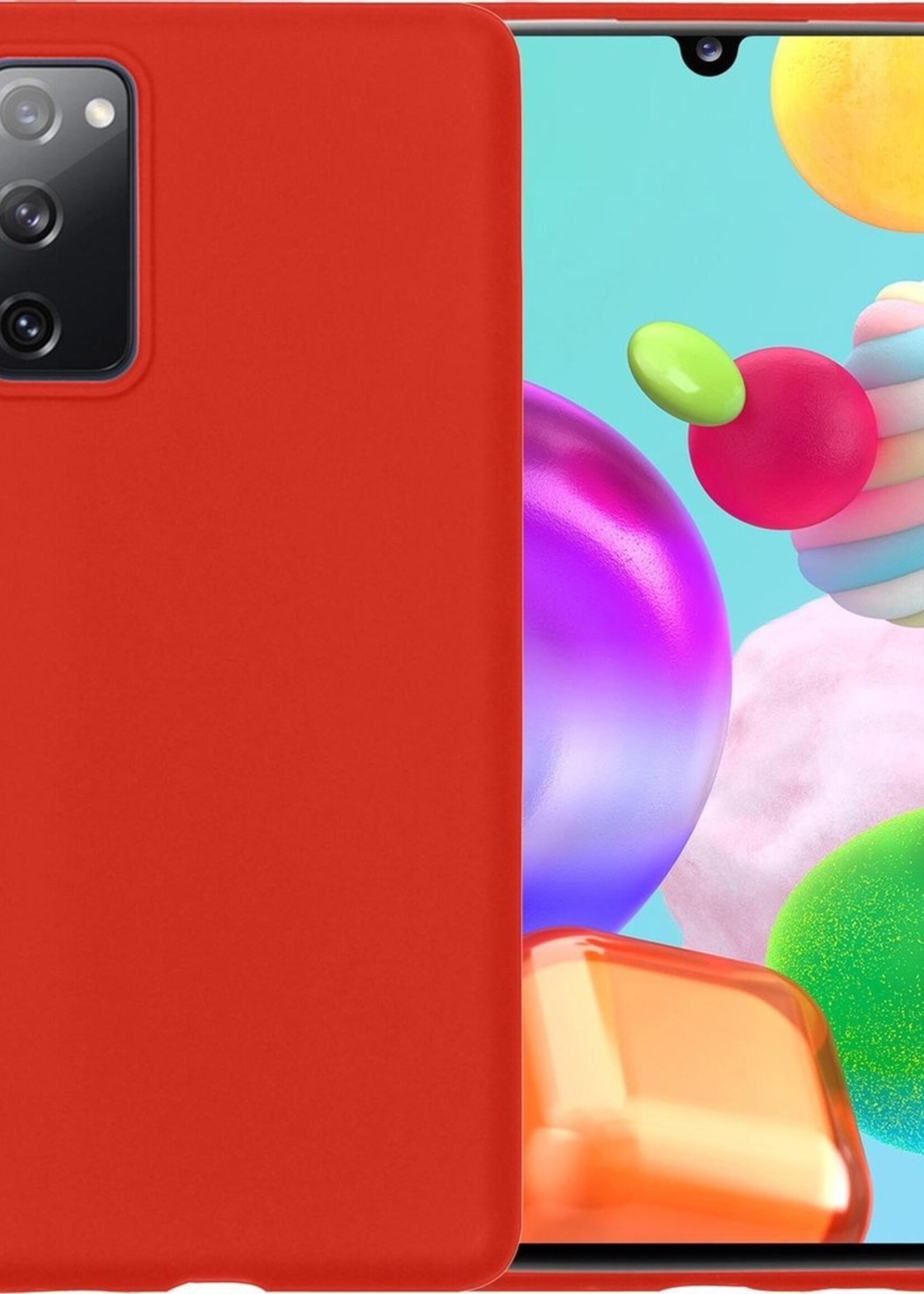 BTH Hoesje Geschikt voor Samsung A41 Hoesje Siliconen Case Hoes - Hoes Geschikt voor Samsung Galaxy A41 Hoes Cover Case - Rood