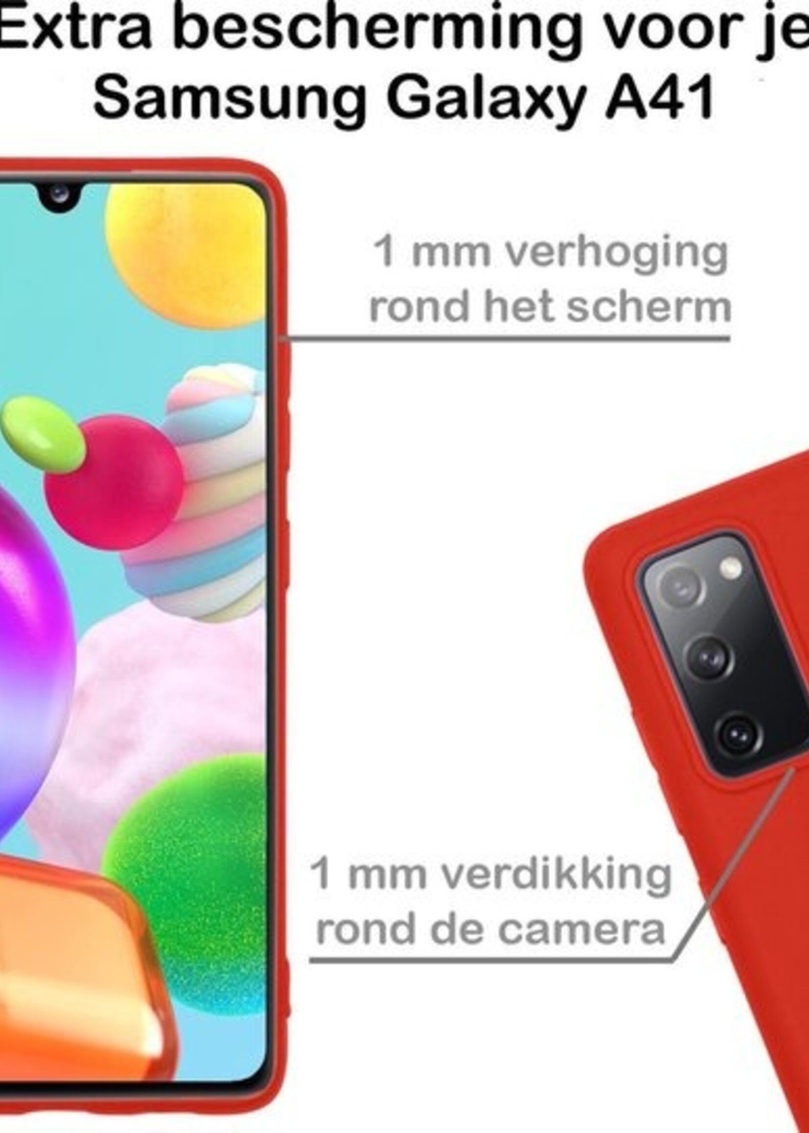 BTH Hoesje Geschikt voor Samsung A41 Hoesje Siliconen Case Hoes - Hoes Geschikt voor Samsung Galaxy A41 Hoes Cover Case - Rood