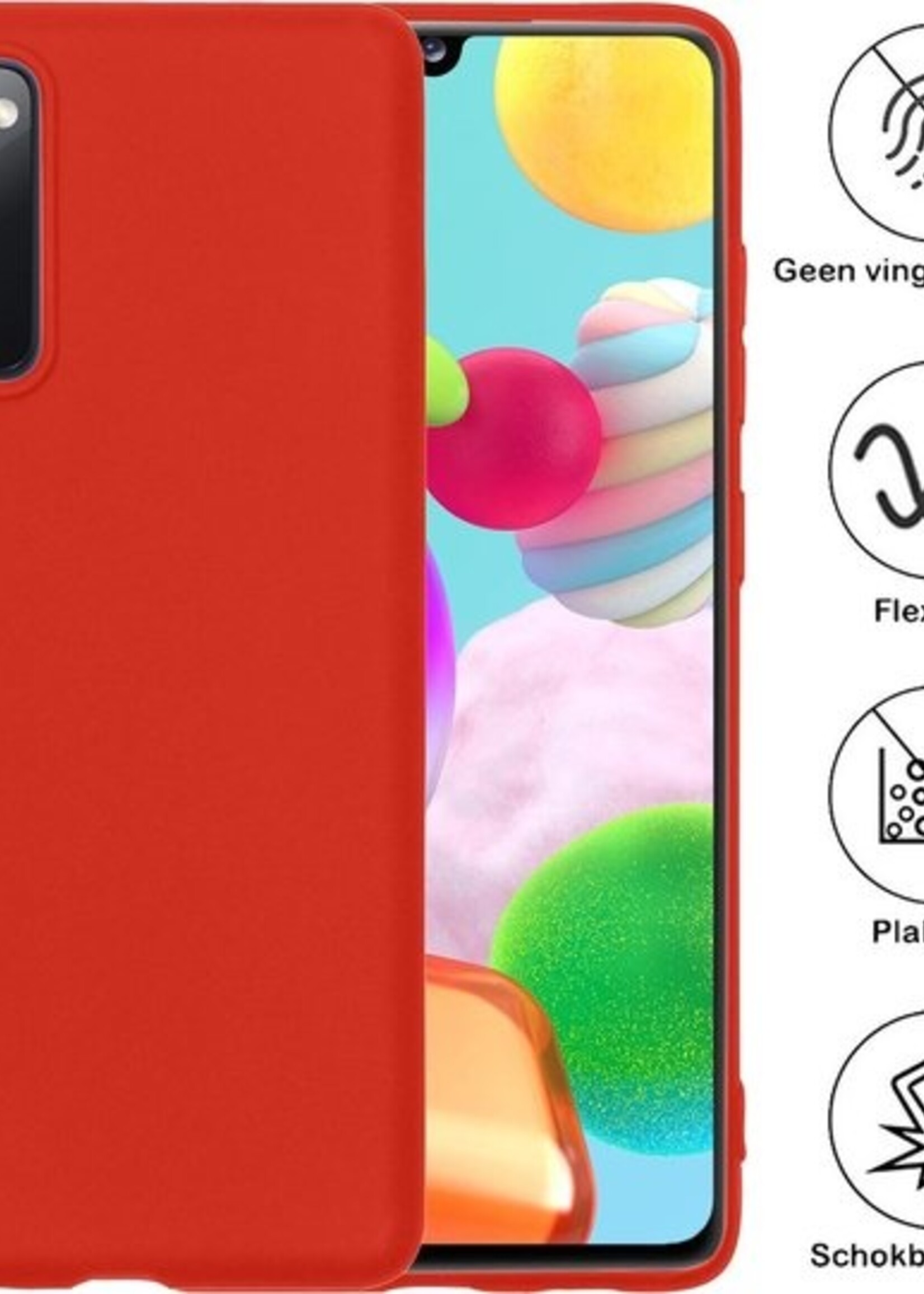 BTH Hoesje Geschikt voor Samsung A41 Hoesje Siliconen Case Hoes - Hoes Geschikt voor Samsung Galaxy A41 Hoes Cover Case - Rood