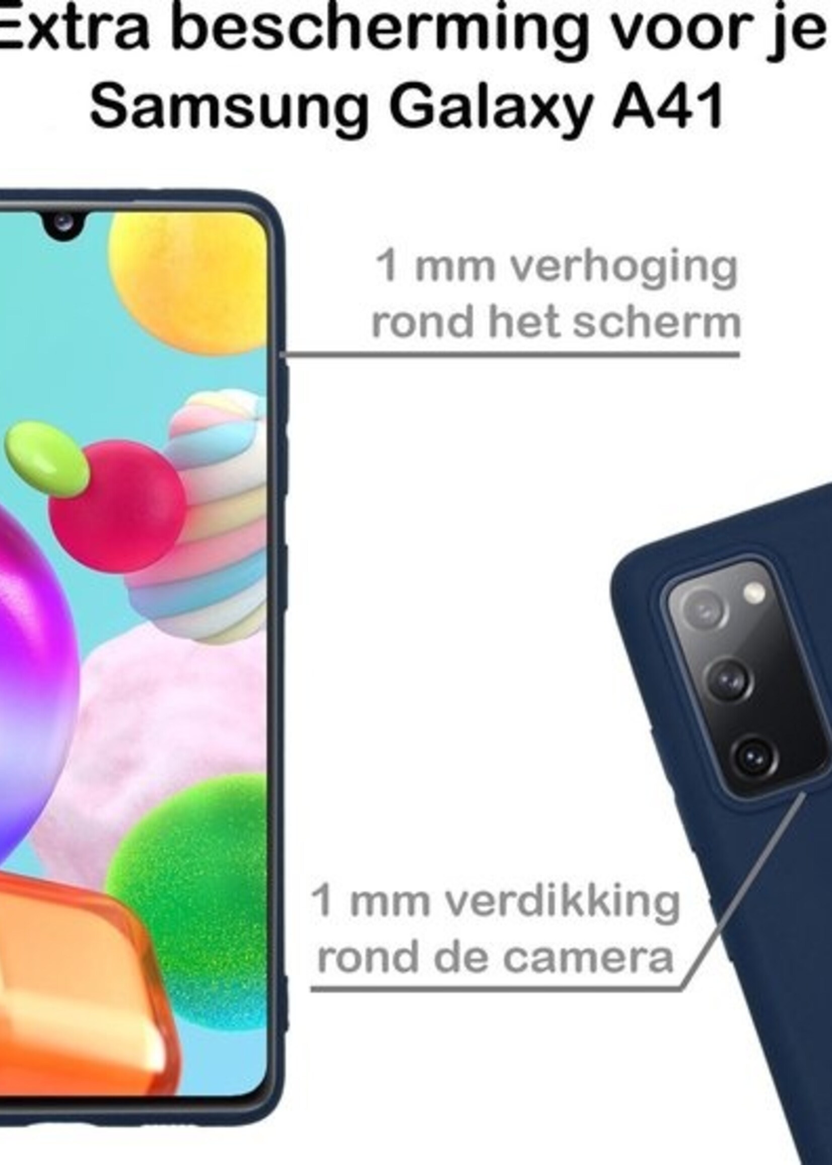 BTH Hoesje Geschikt voor Samsung A41 Hoesje Siliconen Case Hoes - Hoes Geschikt voor Samsung Galaxy A41 Hoes Cover Case - Blauw