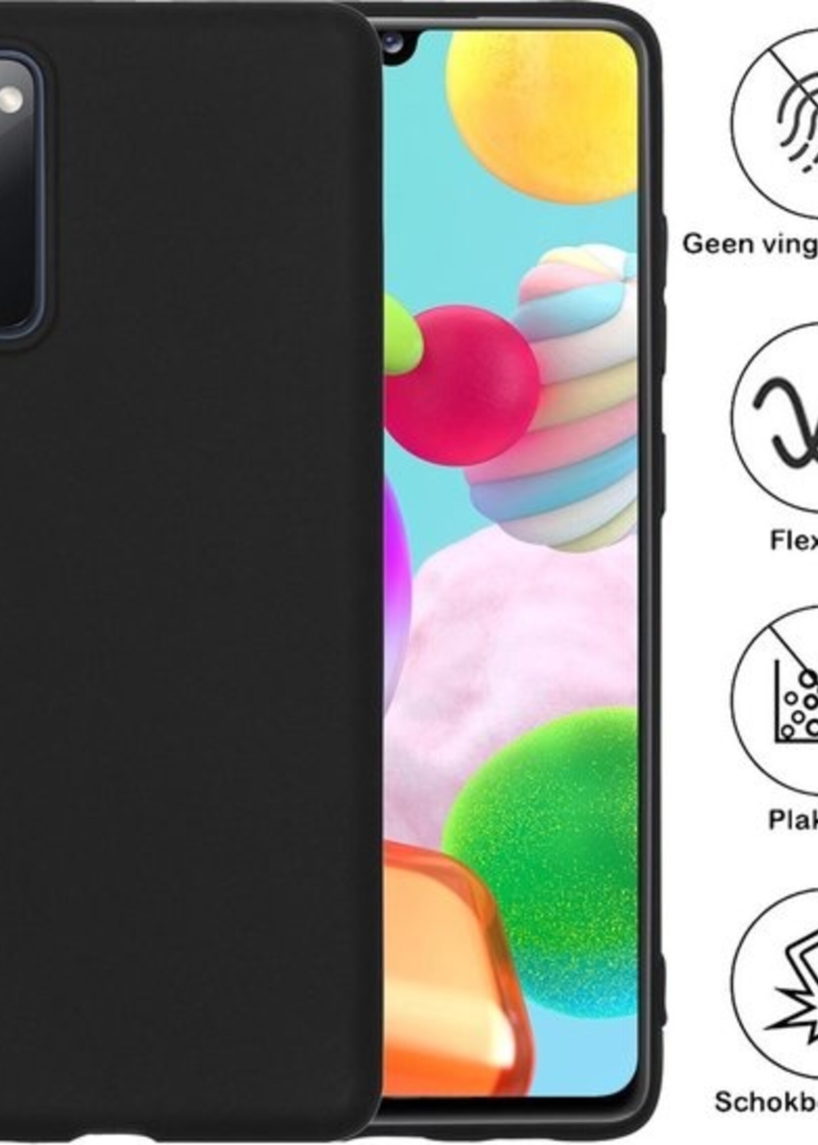 BTH Hoesje Geschikt voor Samsung A41 Hoesje Siliconen Case Hoes - Hoes Geschikt voor Samsung Galaxy A41 Hoes Cover Case - Zwart