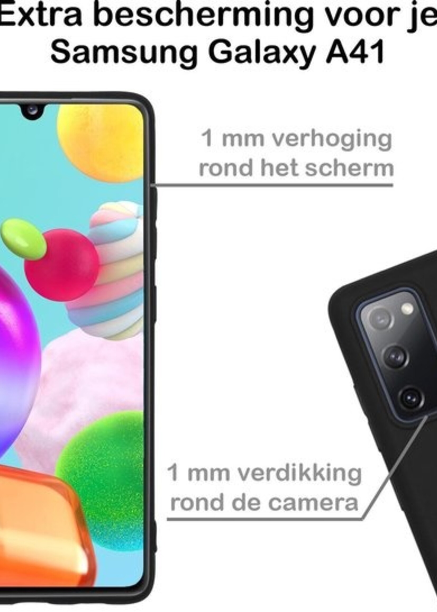 BTH Hoesje Geschikt voor Samsung A41 Hoesje Siliconen Case Hoes - Hoes Geschikt voor Samsung Galaxy A41 Hoes Cover Case - Zwart