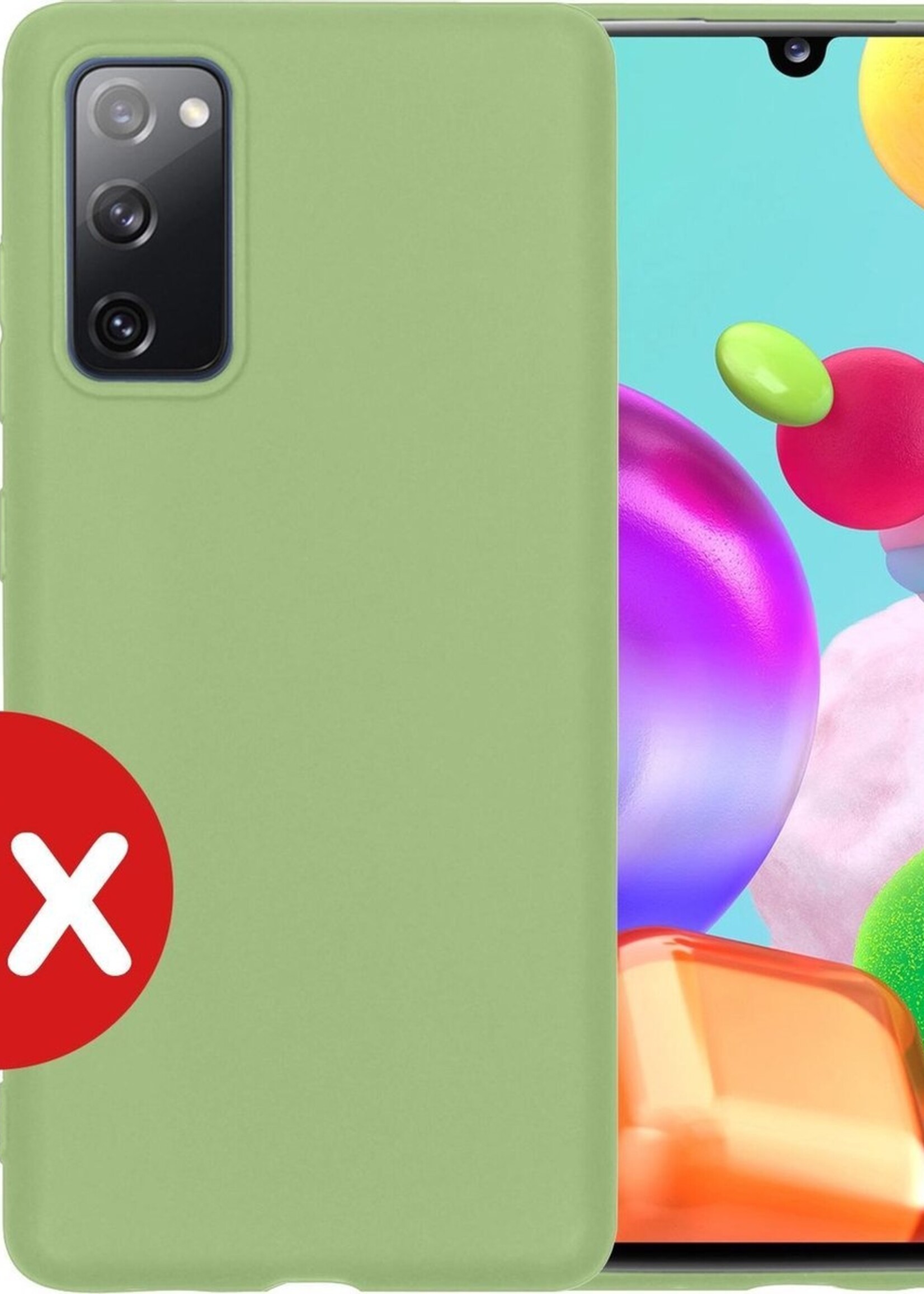 BTH Hoesje Geschikt voor Samsung A41 Hoesje Siliconen Case Hoes - Hoes Geschikt voor Samsung Galaxy A41 Hoes Cover Case - Groen - 2 PACK