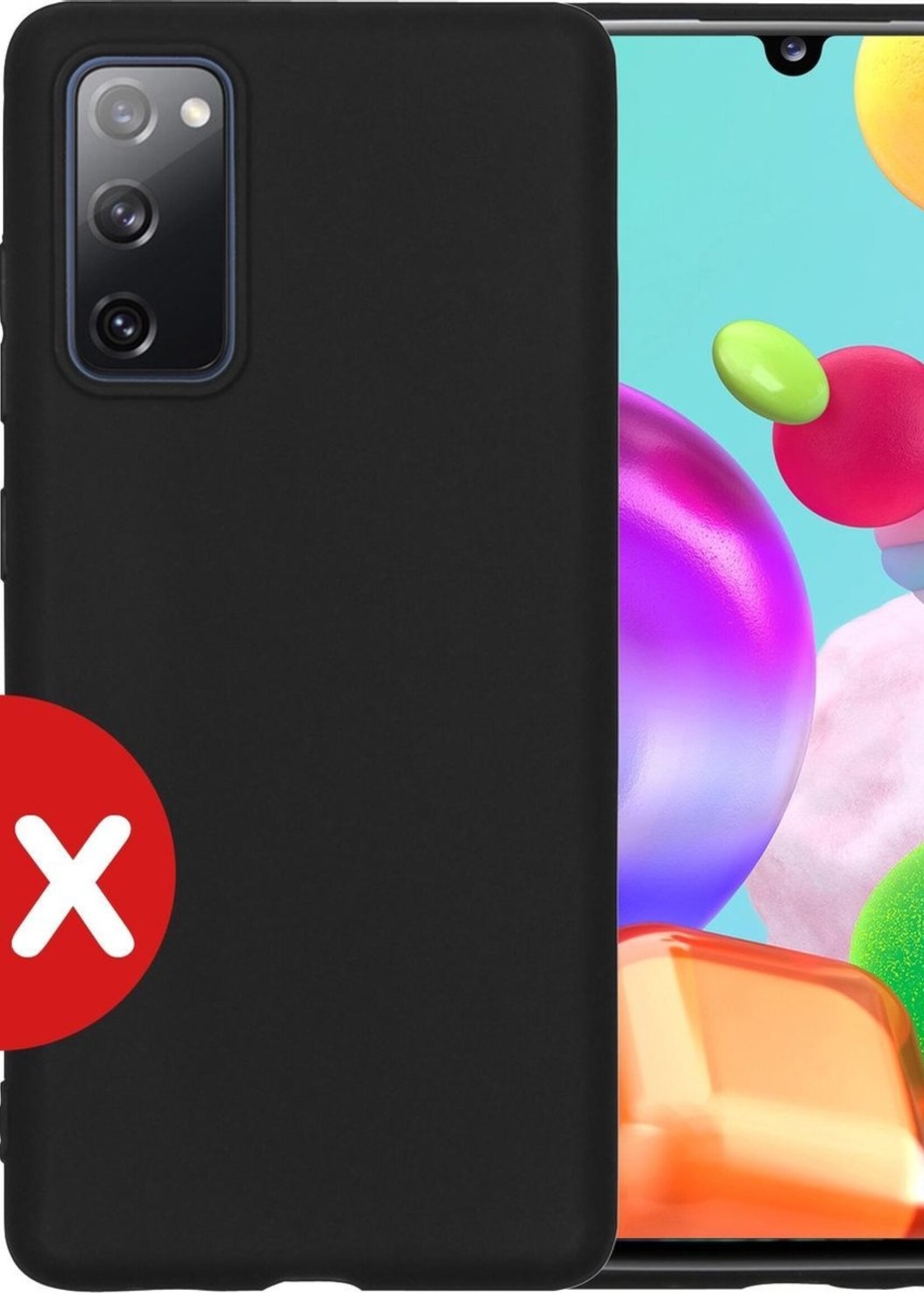 BTH Hoesje Geschikt voor Samsung A41 Hoesje Siliconen Case Hoes - Hoes Geschikt voor Samsung Galaxy A41 Hoes Cover Case - Zwart - 2 PACK