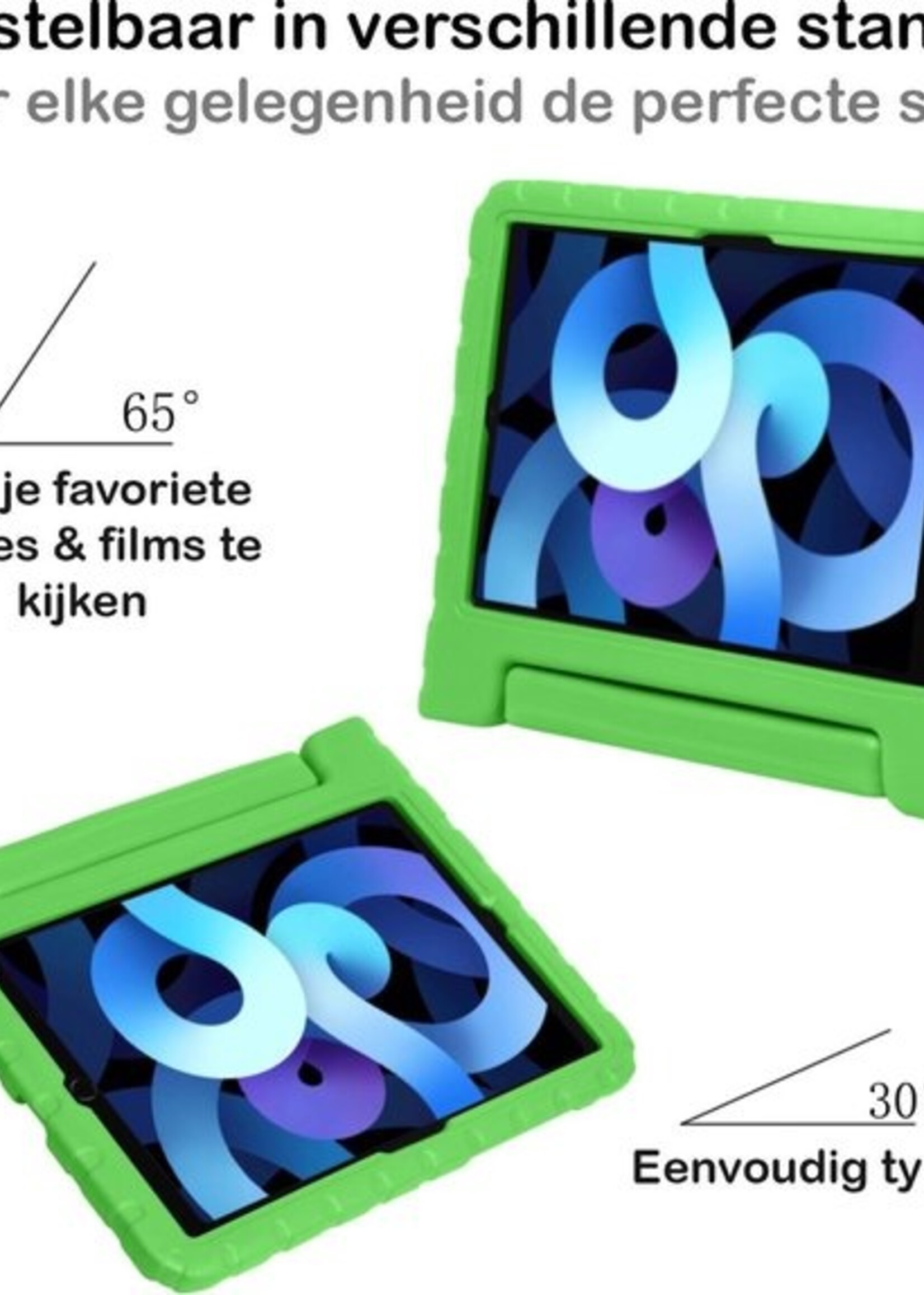 BTH Kinderhoes Geschikt voor iPad Air 2020 Hoes Kinder Hoesje Kids Case Cover Kidsproof - Hoesje Geschikt voor iPad Air 4 2020 Hoesje Kinder Hoes - Groen