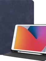 BTH BTH Luxe Lederen iPad 10.2 (2020) Hoes met uitsparing Active Stylus Pen - Donker Blauw