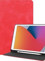 BTH BTH Luxe Lederen iPad 10.2 (2020) Hoes met uitsparing Active Stylus Pen - Rood