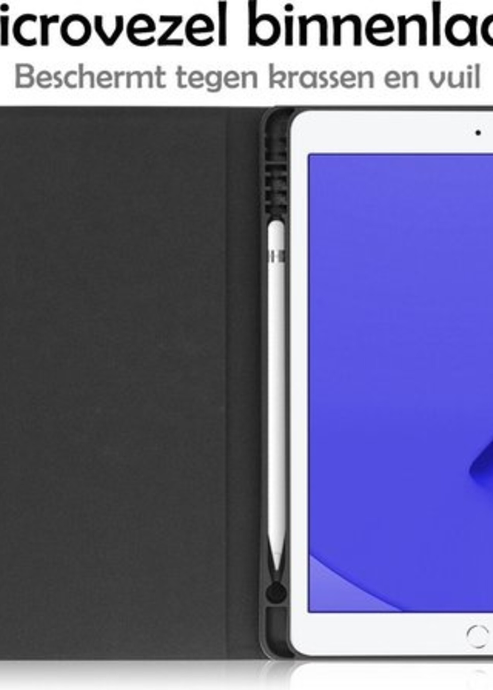 BTH Hoes Geschikt voor iPad 10.2 2019/2020 Hoes Luxe Book Case Met Uitsparing Geschikt voor Apple Pencil - Hoesje Geschikt voor iPad 7/8 Hoesje Cover Case - Grijs