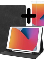 BTH BTH Luxe Lederen iPad 10.2 (2019/2020) Hoes met uitsparing Active Stylus Pen en screenprotector - Zwart