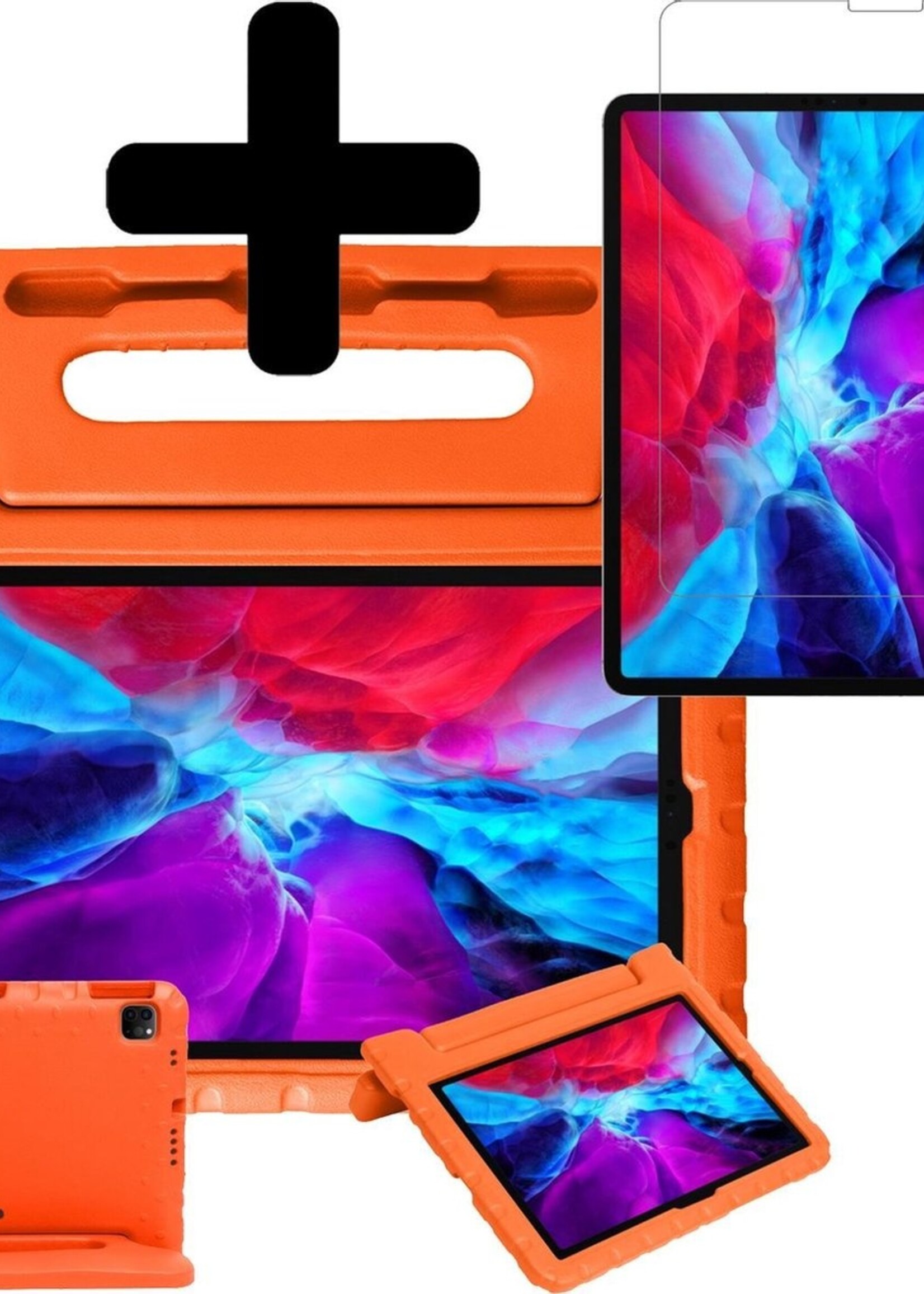 BTH Kinderhoes Geschikt voor iPad Pro 2020 (11 inch) Hoes Kinder Hoesje Kids Case Cover Kidsproof Met Screenprotector - Hoesje Geschikt voor iPad Pro 11 inch (2020) Hoesje Kinder Hoes - Oranje