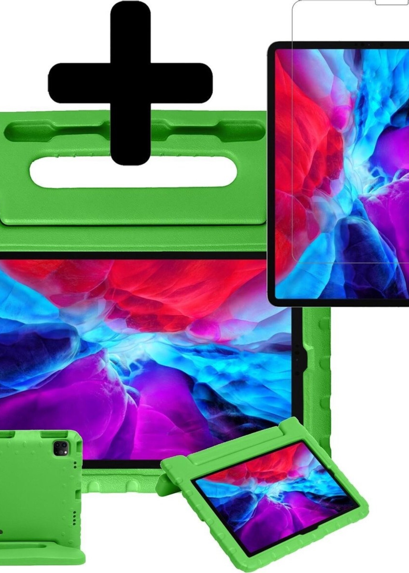 BTH Kinderhoes Geschikt voor iPad Pro 2020 (11 inch) Hoes Kinder Hoesje Kids Case Cover Kidsproof Met Screenprotector - Hoesje Geschikt voor iPad Pro 11 inch (2020) Hoesje Kinder Hoes - Groen