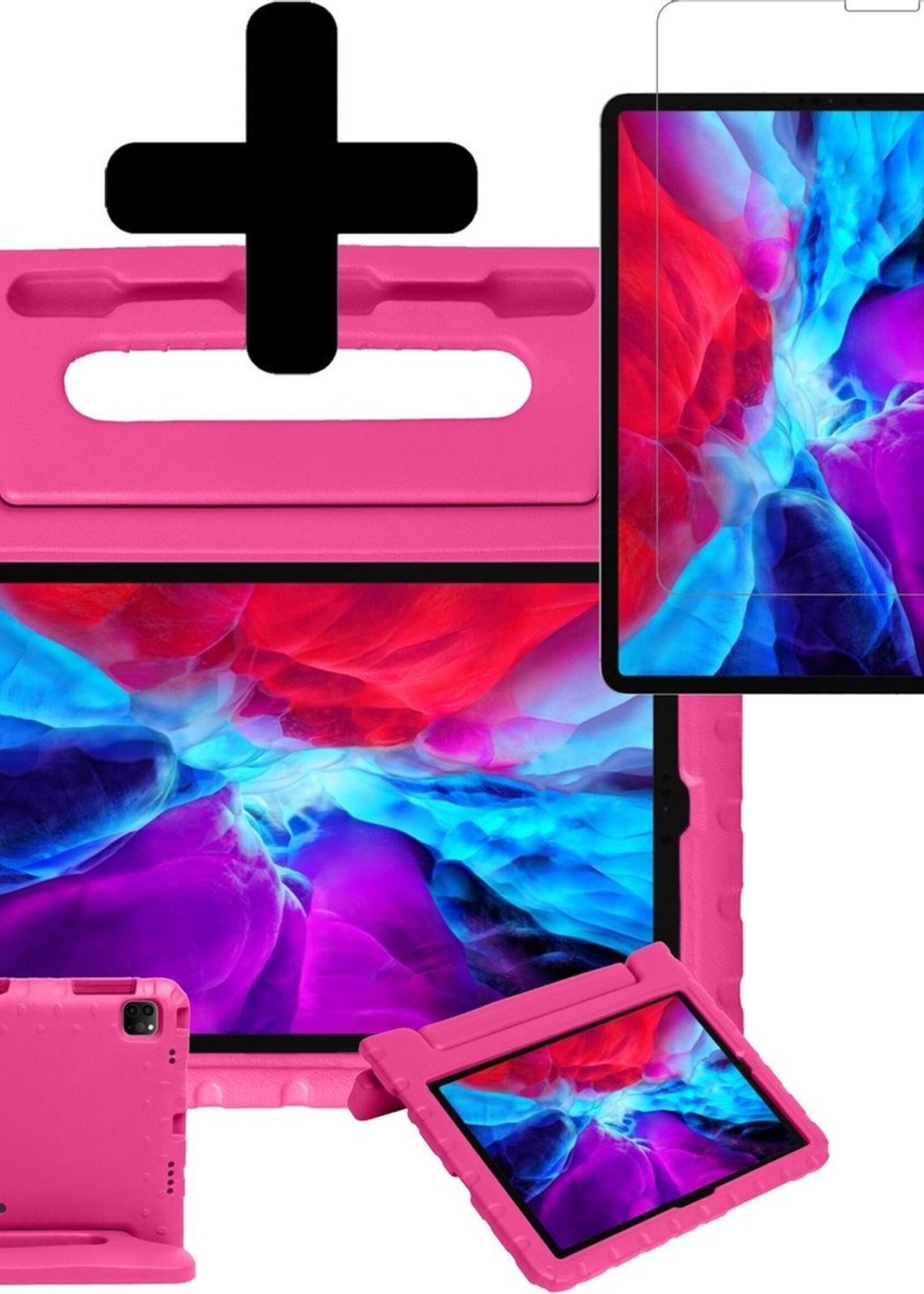 BTH Kinderhoes Geschikt voor iPad Pro 2020 (11 inch) Hoes Kinder Hoesje Kids Case Cover Kidsproof Met Screenprotector - Hoesje Geschikt voor iPad Pro 11 inch (2020) Hoesje Kinder Hoes - Roze
