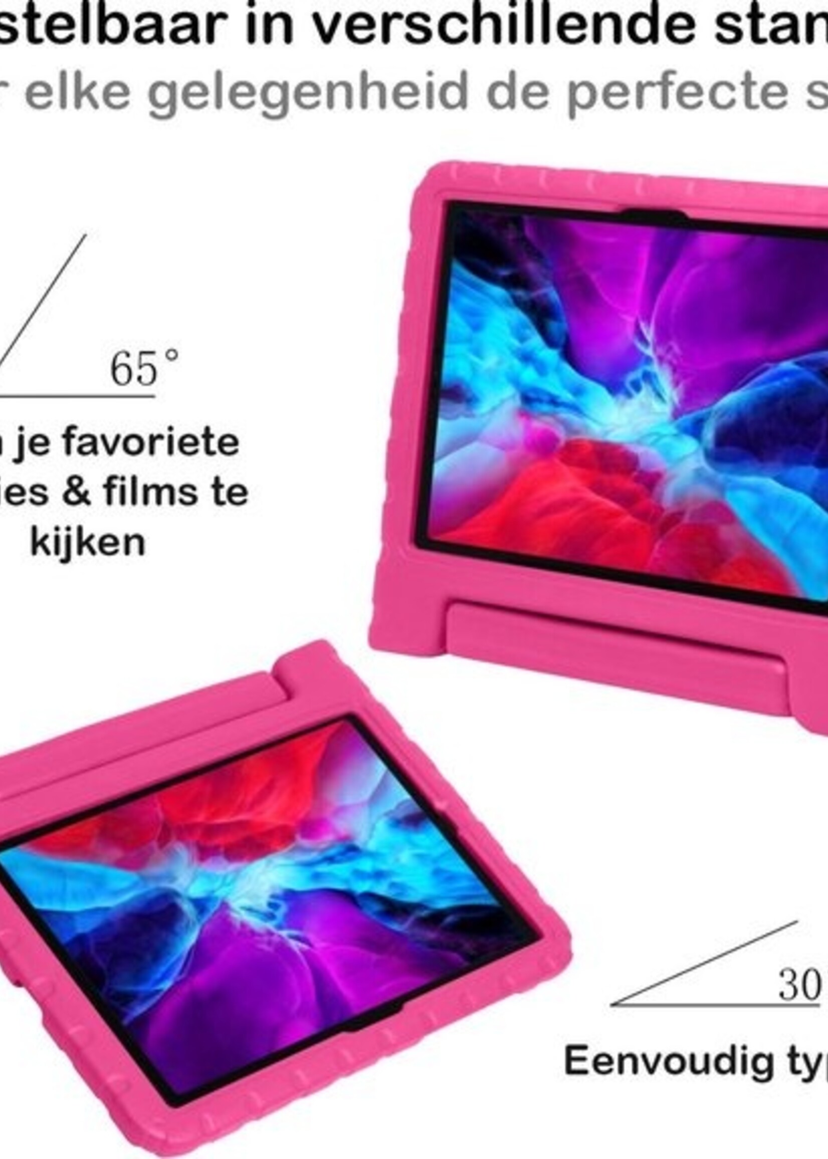 BTH Kinderhoes Geschikt voor iPad Pro 2020 (11 inch) Hoes Kinder Hoesje Kids Case Cover Kidsproof Met Screenprotector - Hoesje Geschikt voor iPad Pro 11 inch (2020) Hoesje Kinder Hoes - Roze