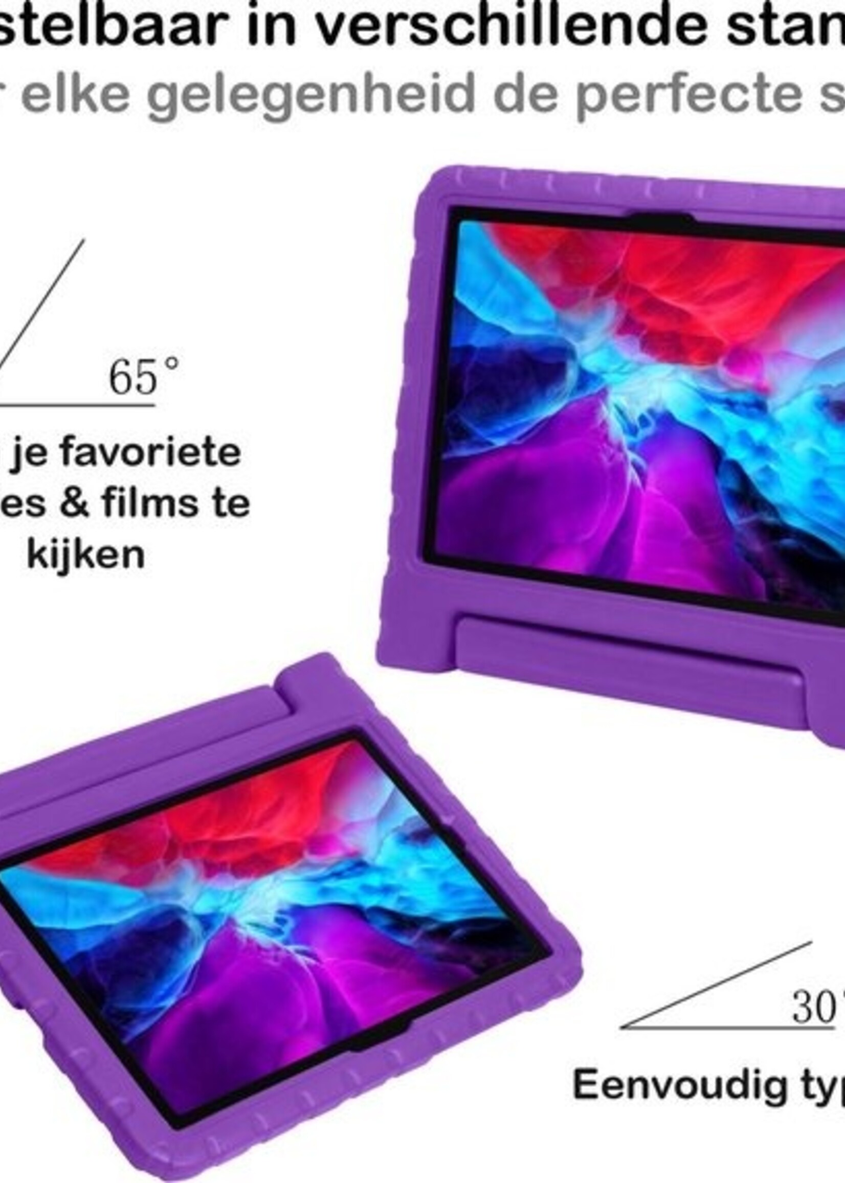 BTH Kinderhoes Geschikt voor iPad Pro 2020 (11 inch) Hoes Kinder Hoesje Kids Case Cover Kidsproof Met Screenprotector - Hoesje Geschikt voor iPad Pro 11 inch (2020) Hoesje Kinder Hoes - Paars