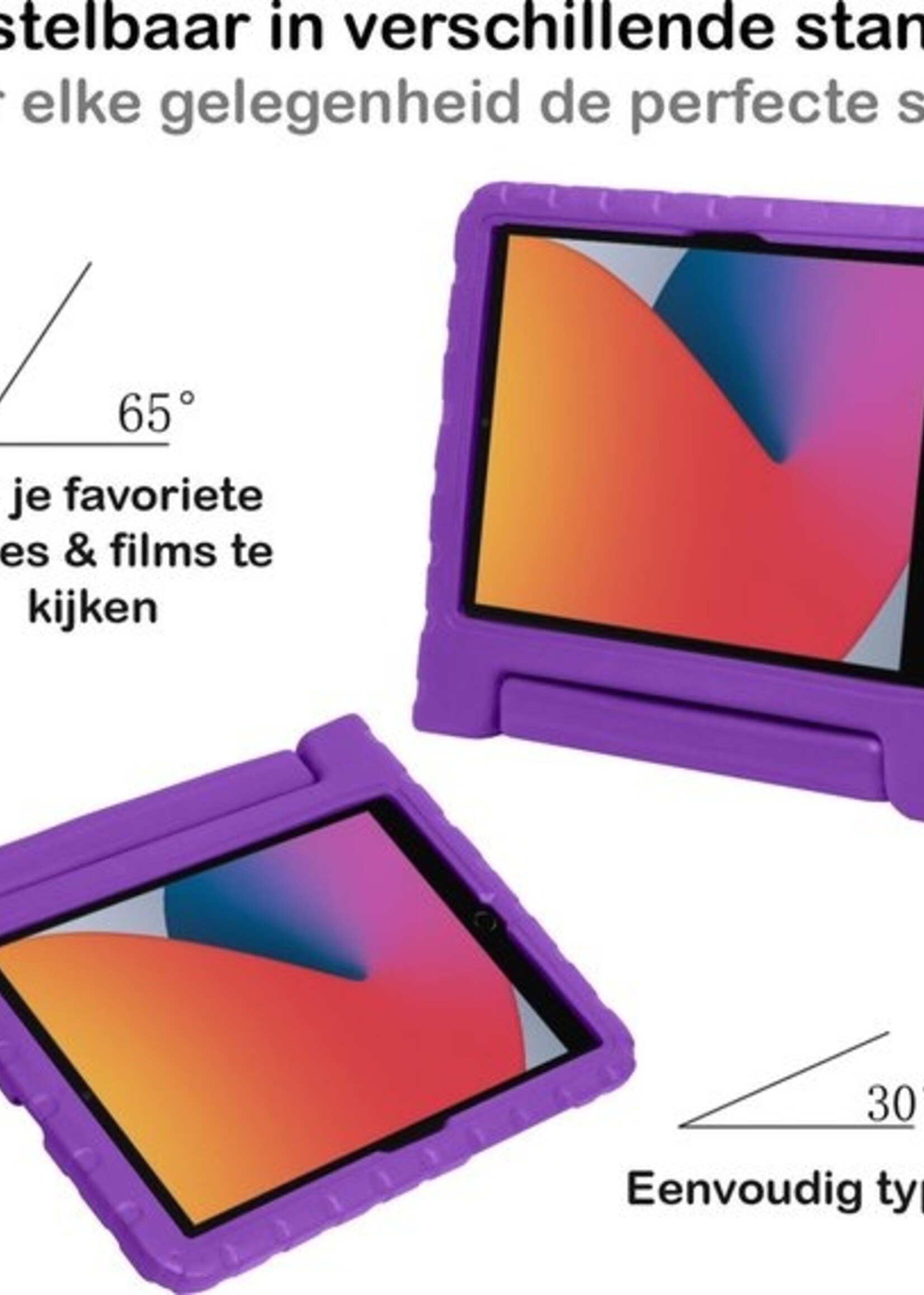 BTH Kinderhoes Geschikt voor iPad 10.2 2019/2020 Hoes Kinder Hoesje Kids Case Cover Kidsproof - Hoesje Geschikt voor iPad 7/8 Hoesje Kinder Hoes - Paars