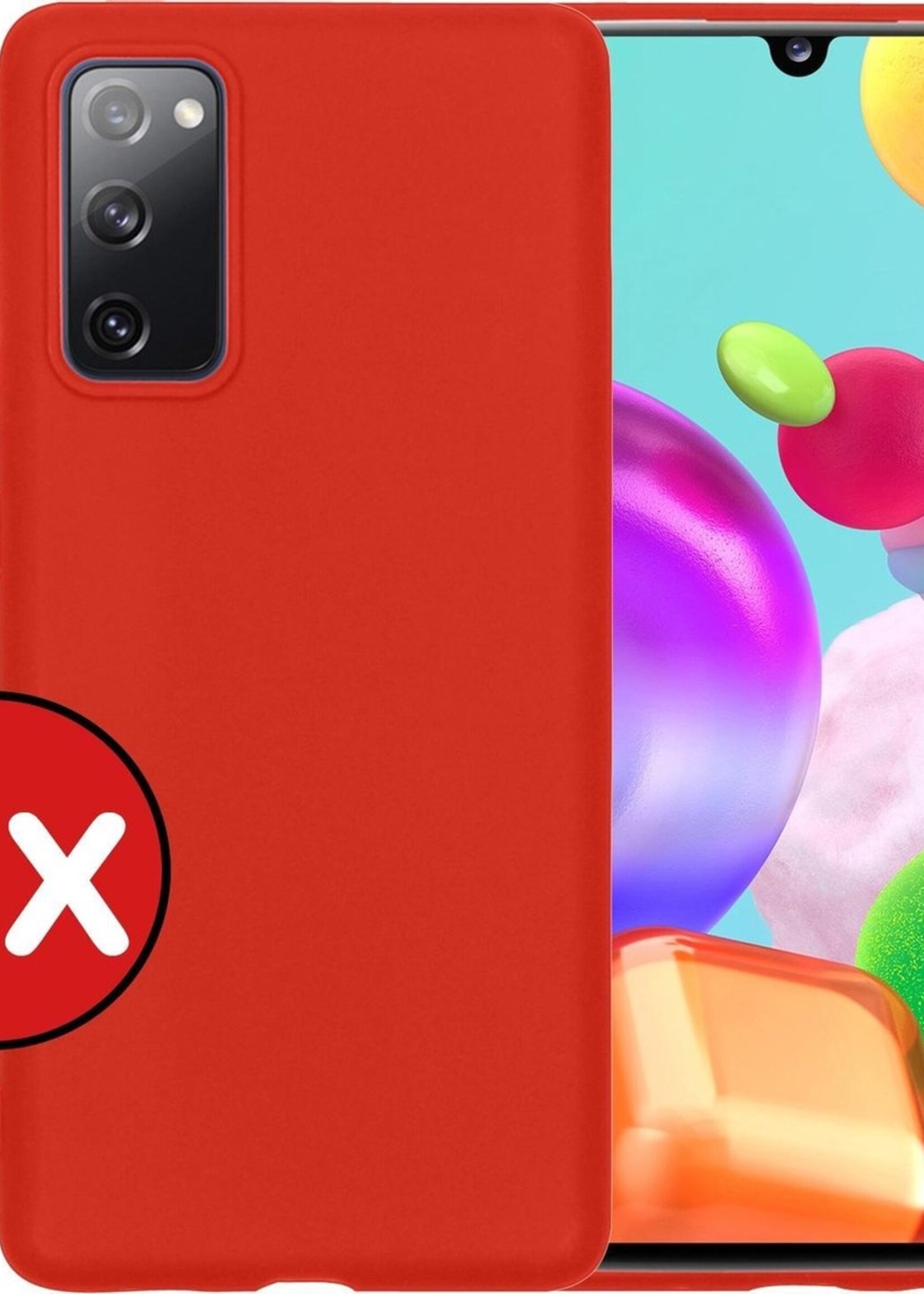 BTH Hoesje Geschikt voor Samsung A41 Hoesje Siliconen Case Hoes - Hoes Geschikt voor Samsung Galaxy A41 Hoes Cover Case - Rood - 2 PACK