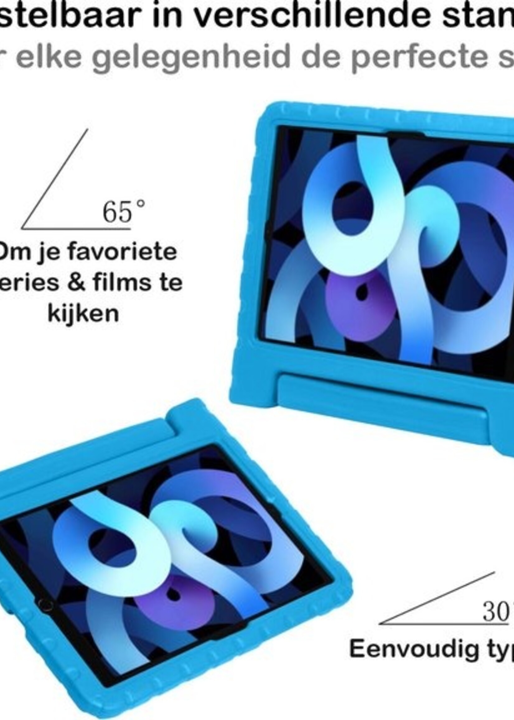 BTH Kinderhoes Geschikt voor iPad Air 2020 Hoes Kinder Hoesje Kids Case Cover Kidsproof - Hoesje Geschikt voor iPad Air 4 2020 Hoesje Kinder Hoes - Blauw