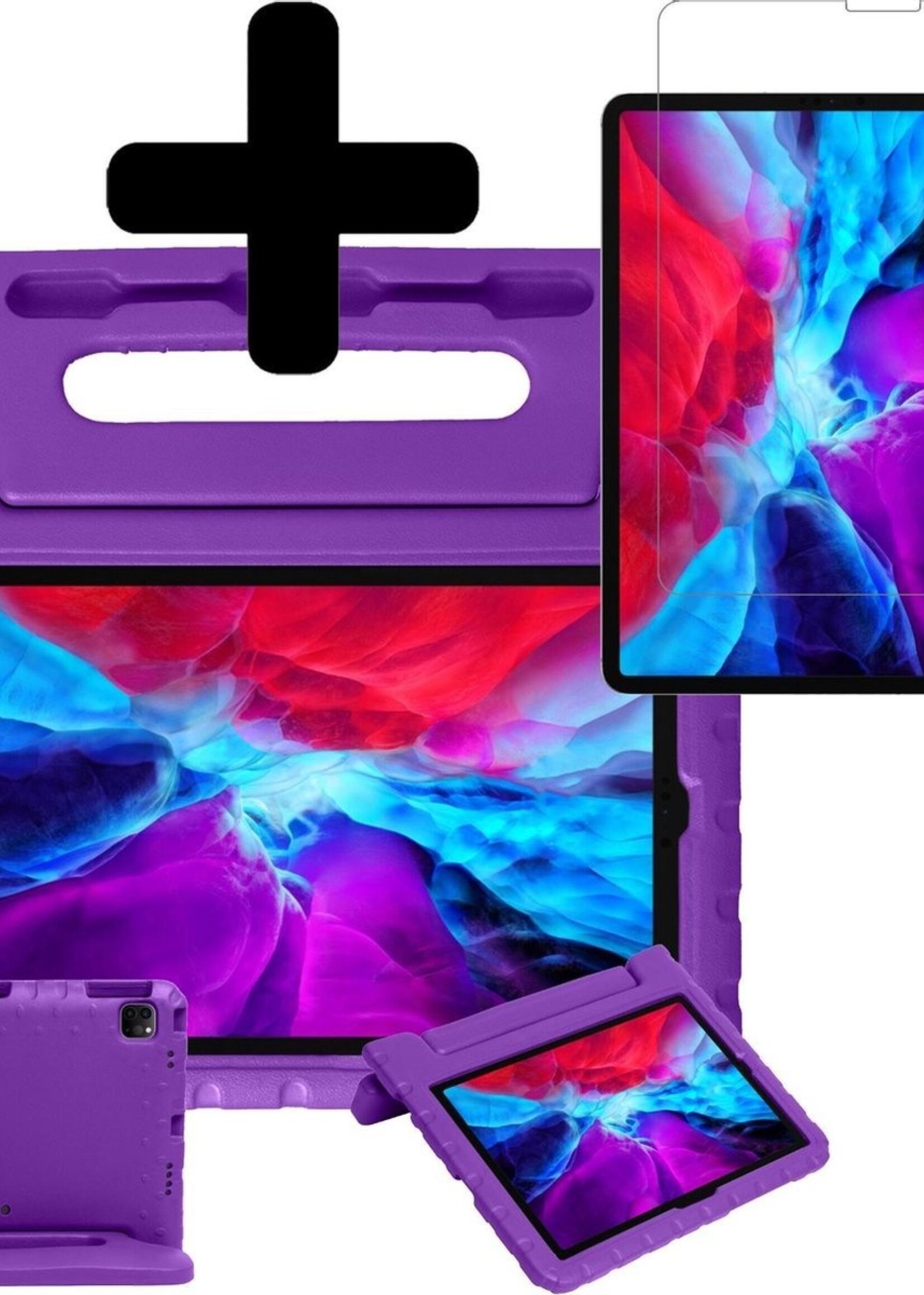 BTH Kinderhoes Geschikt voor iPad Pro 2020 (11 inch) Hoes Kinder Hoesje Kids Case Cover Kidsproof Met Screenprotector - Hoesje Geschikt voor iPad Pro 11 inch (2020) Hoesje Kinder Hoes - Paars