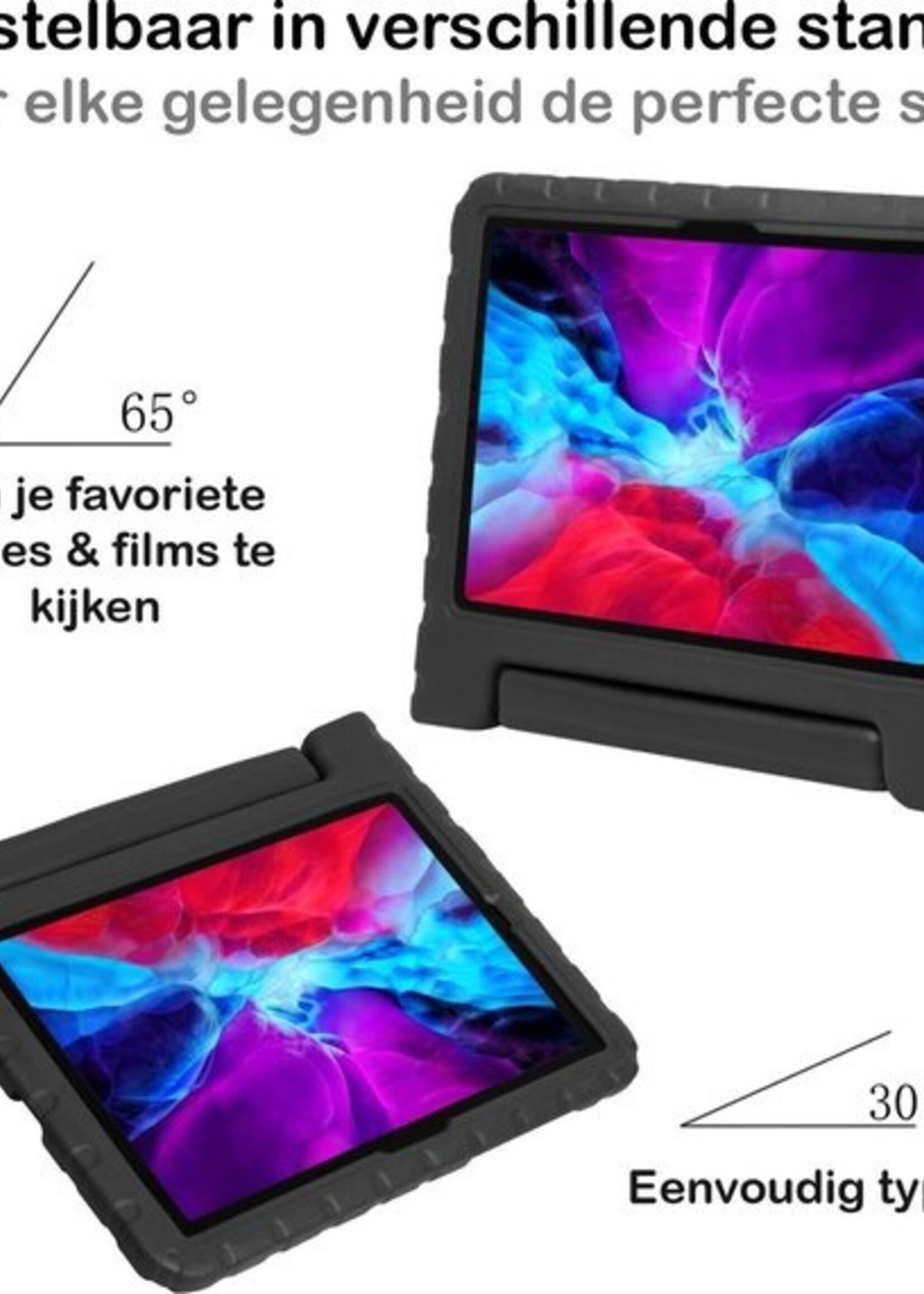 BTH Kinderhoes Geschikt voor iPad Pro 2020 (11 inch) Hoes Kinder Hoesje Kids Case Cover Kidsproof Met Screenprotector - Hoesje Geschikt voor iPad Pro 11 inch (2020) Hoesje Kinder Hoes - Zwart