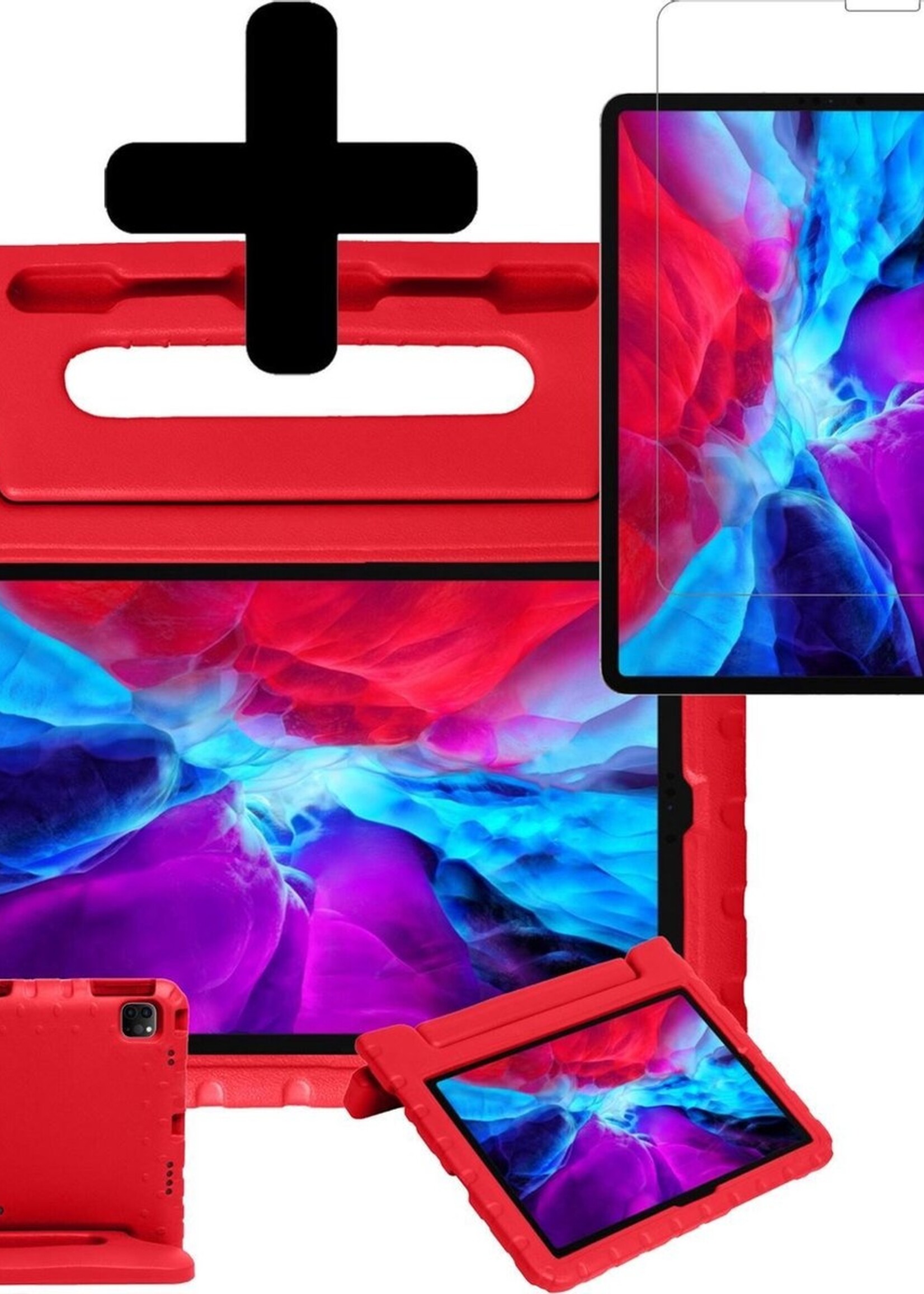 BTH Kinderhoes Geschikt voor iPad Pro 2020 (11 inch) Hoes Kinder Hoesje Kids Case Cover Kidsproof Met Screenprotector - Hoesje Geschikt voor iPad Pro 11 inch (2020) Hoesje Kinder Hoes - Rood