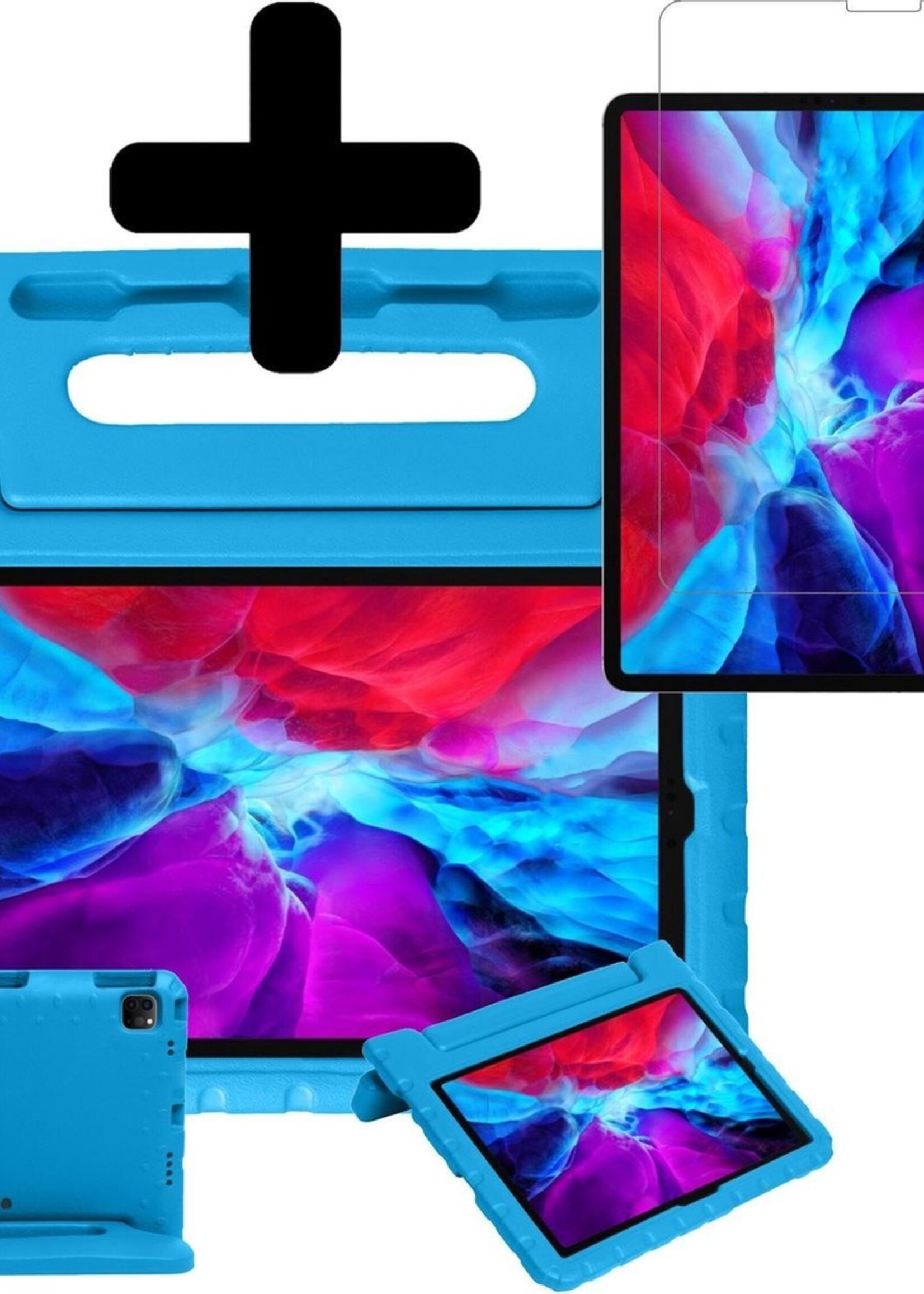 BTH Kinderhoes Geschikt voor iPad Pro 2020 (11 inch) Hoes Kinder Hoesje Kids Case Cover Kidsproof Met Screenprotector - Hoesje Geschikt voor iPad Pro 11 inch (2020) Hoesje Kinder Hoes - Blauw