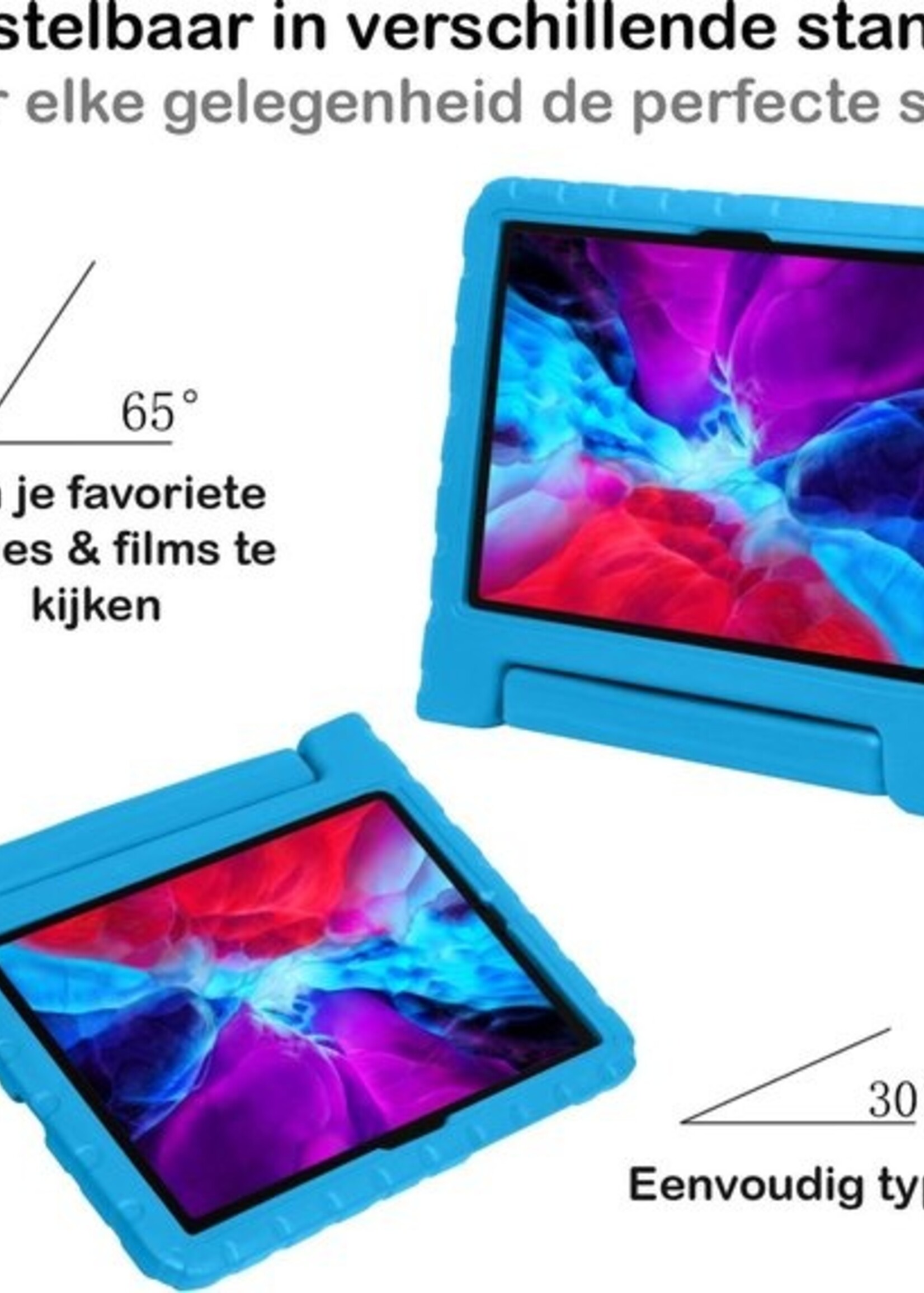 BTH Kinderhoes Geschikt voor iPad Pro 2020 (11 inch) Hoes Kinder Hoesje Kids Case Cover Kidsproof Met Screenprotector - Hoesje Geschikt voor iPad Pro 11 inch (2020) Hoesje Kinder Hoes - Blauw