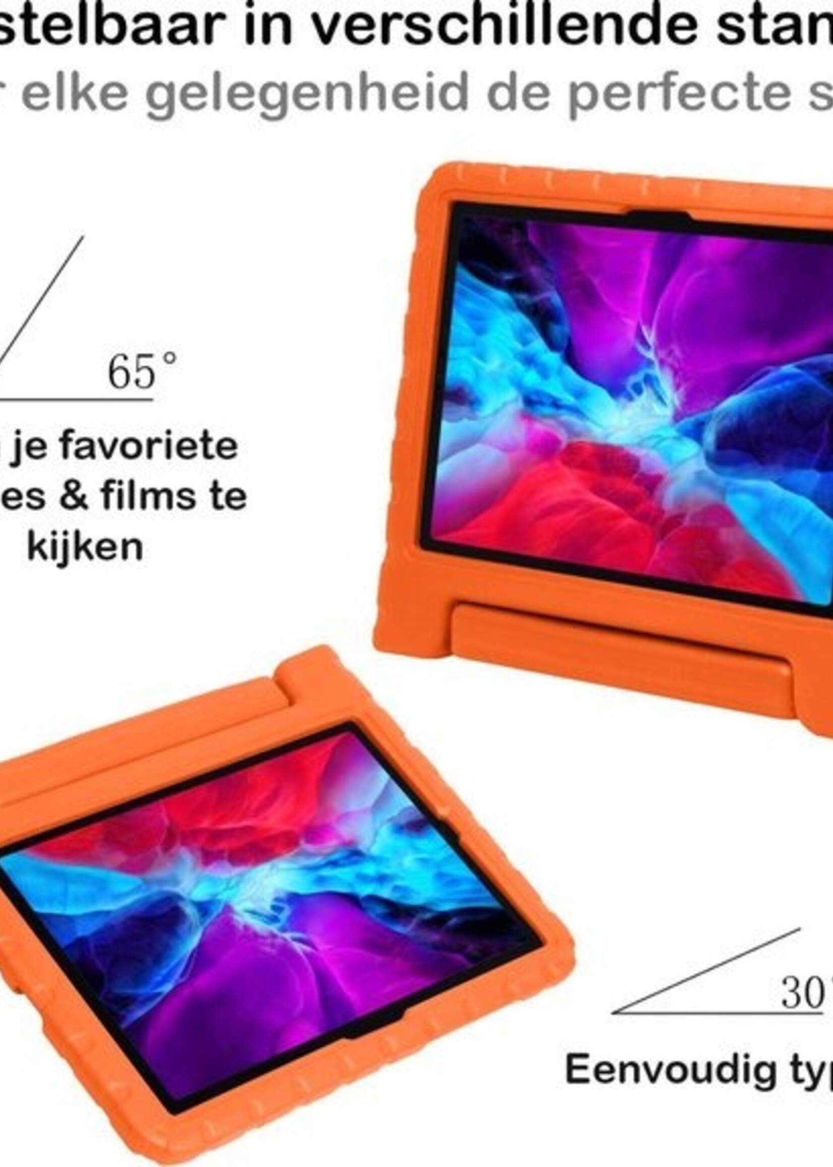 BTH Kinderhoes Geschikt voor iPad Pro 2020 (11 inch) Hoes Kinder Hoesje Kids Case Cover Kidsproof Met 2x Screenprotector - Hoesje Geschikt voor iPad Pro 11 inch (2020) Hoesje Kinder Hoes - Oranje