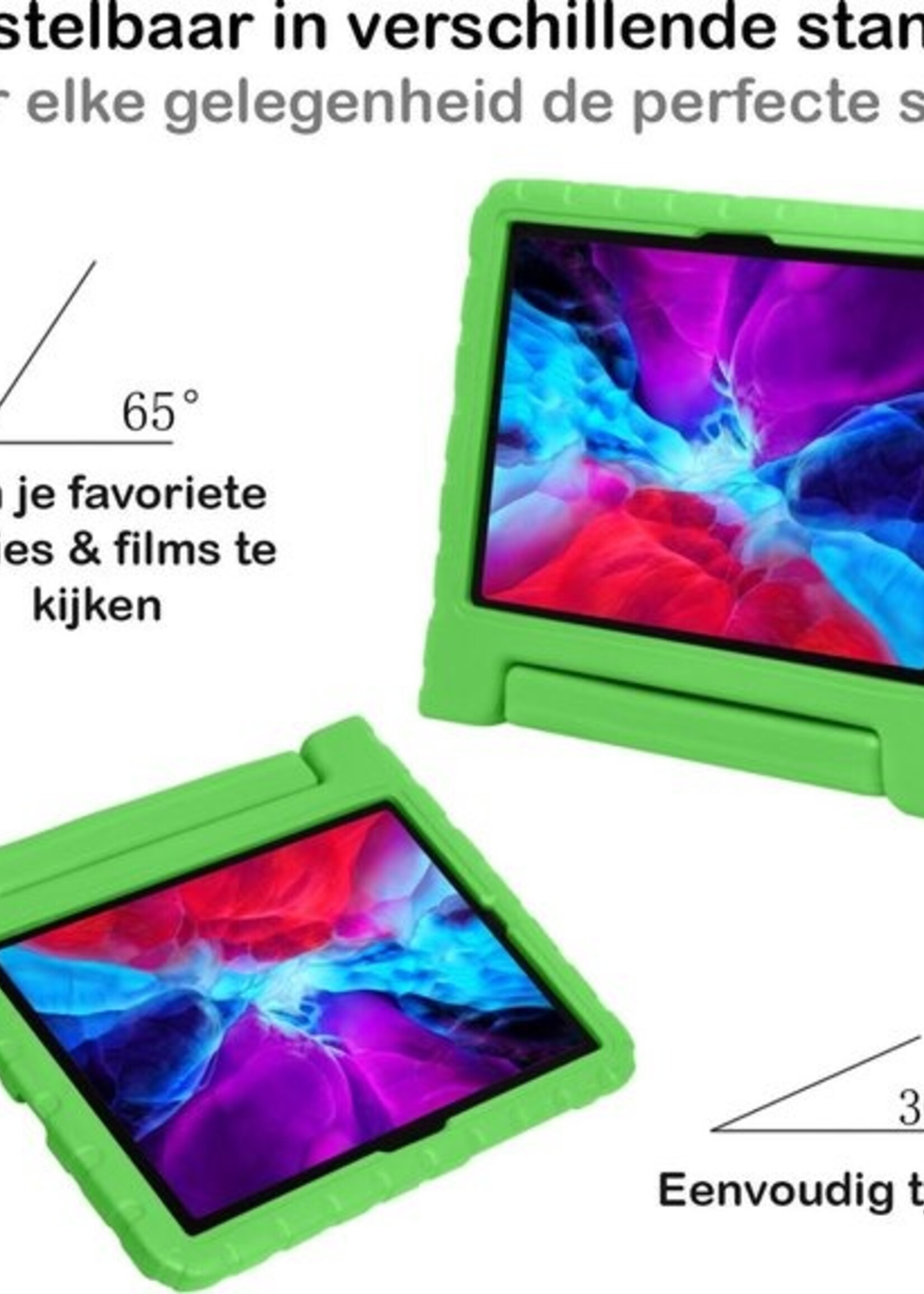 BTH Kinderhoes Geschikt voor iPad Pro 2020 (11 inch) Hoes Kinder Hoesje Kids Case Cover Kidsproof Met 2x Screenprotector - Hoesje Geschikt voor iPad Pro 11 inch (2020) Hoesje Kinder Hoes - Groen