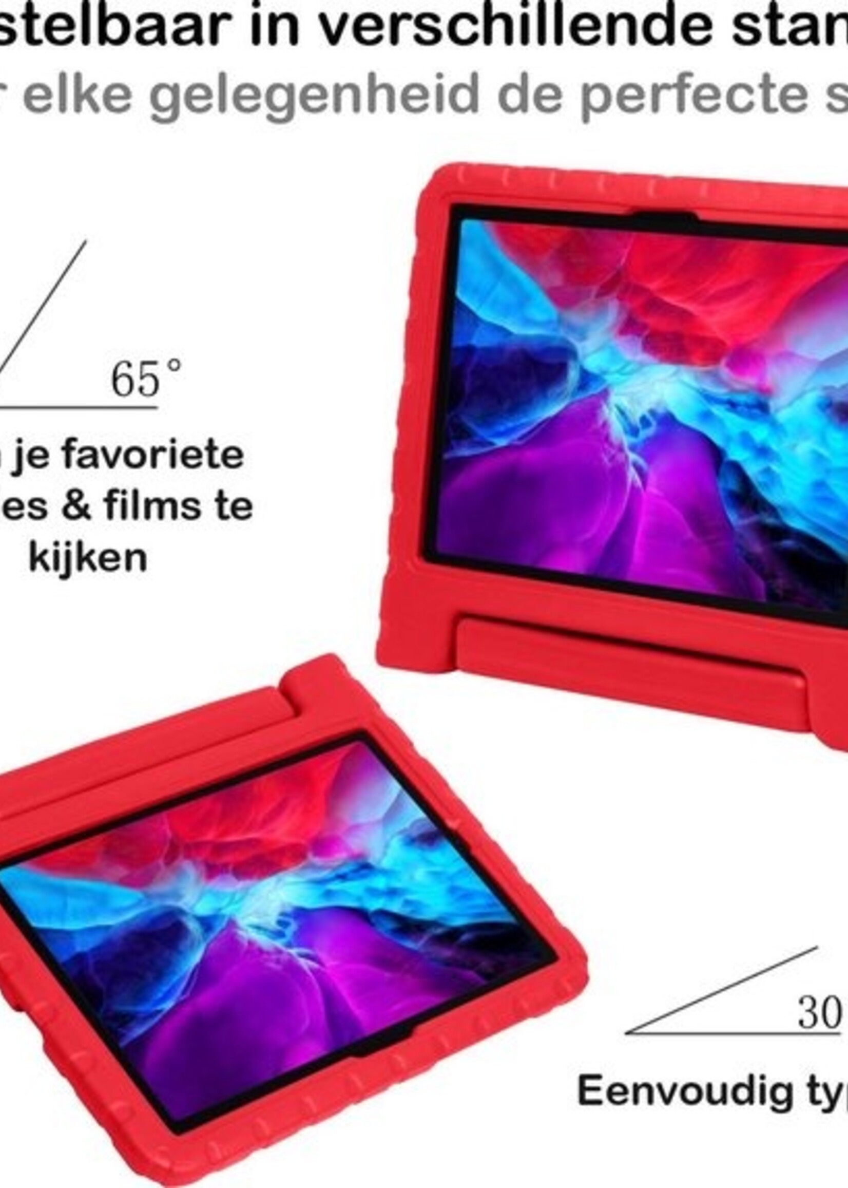 BTH Kinderhoes Geschikt voor iPad Pro 2020 (11 inch) Hoes Kinder Hoesje Kids Case Cover Kidsproof Met 2x Screenprotector - Hoesje Geschikt voor iPad Pro 11 inch (2020) Hoesje Kinder Hoes - Rood