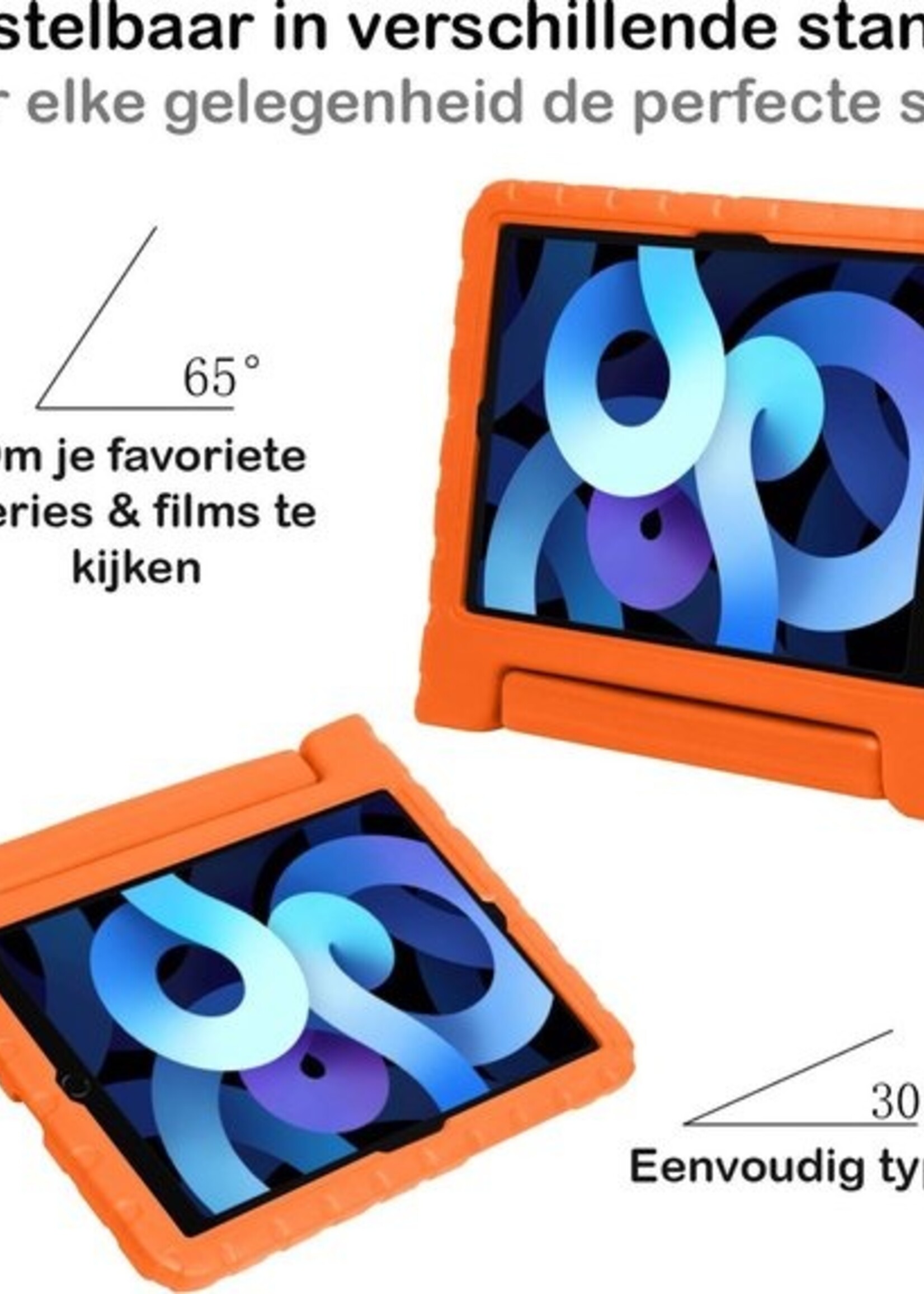 BTH Kinderhoes Geschikt voor iPad Air 2020 Hoes Kinder Hoesje Kids Case Cover Kidsproof Met Screenprotector - Hoesje Geschikt voor iPad Air 4 2020 Hoesje Kinder Hoes - Oranje
