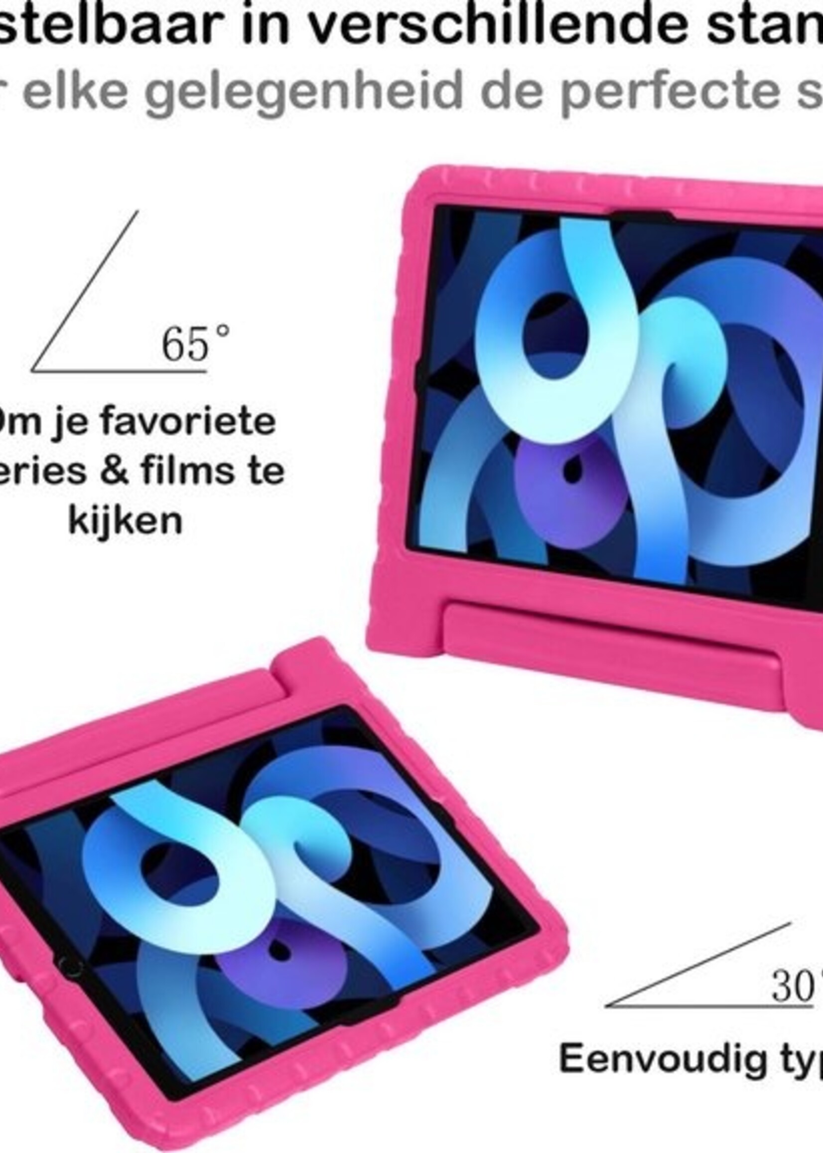 BTH Kinderhoes Geschikt voor iPad Air 2020 Hoes Kinder Hoesje Kids Case Cover Kidsproof Met Screenprotector - Hoesje Geschikt voor iPad Air 4 2020 Hoesje Kinder Hoes - Roze