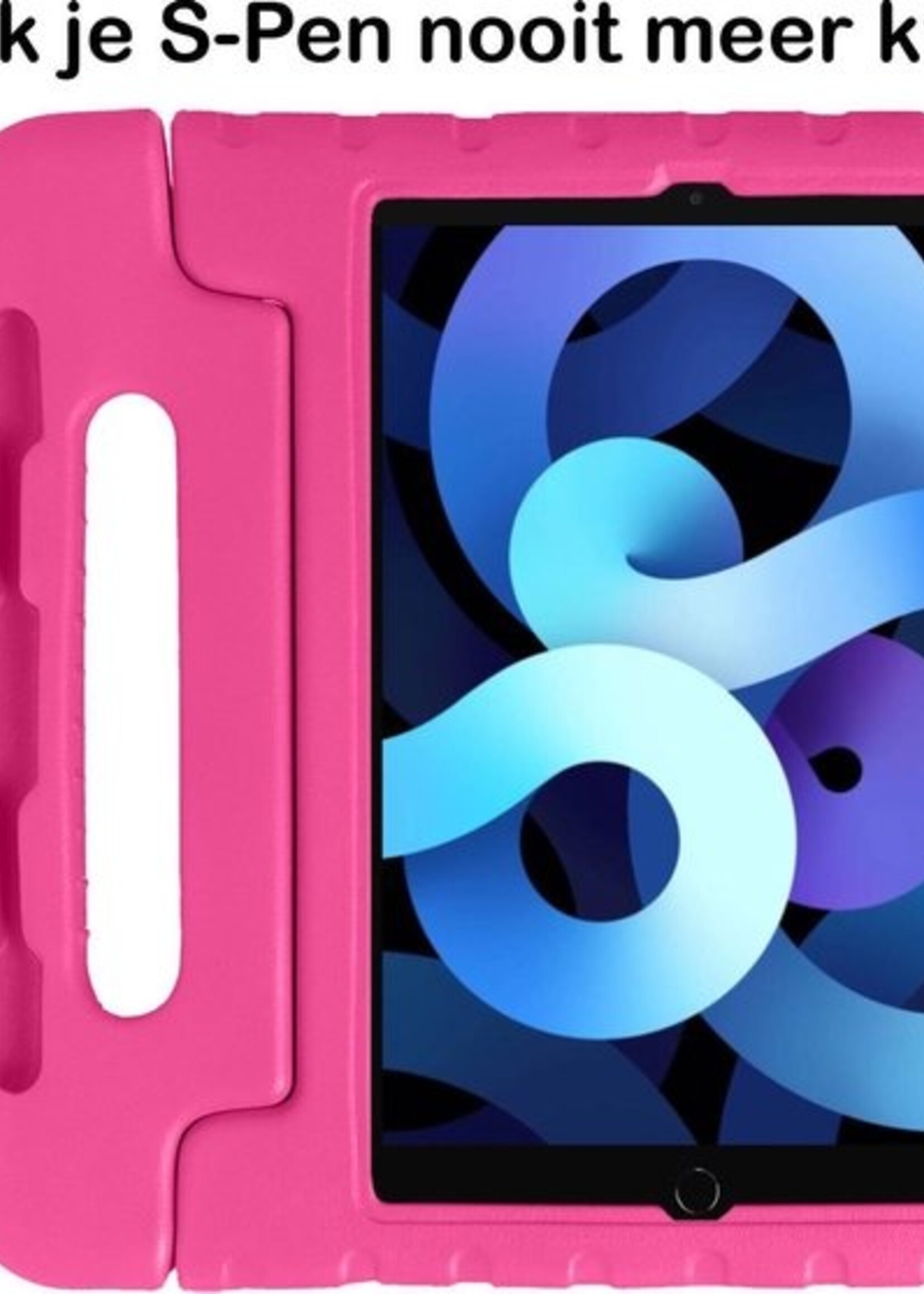 BTH Kinderhoes Geschikt voor iPad Air 2020 Hoes Kinder Hoesje Kids Case Cover Kidsproof Met Screenprotector - Hoesje Geschikt voor iPad Air 4 2020 Hoesje Kinder Hoes - Roze