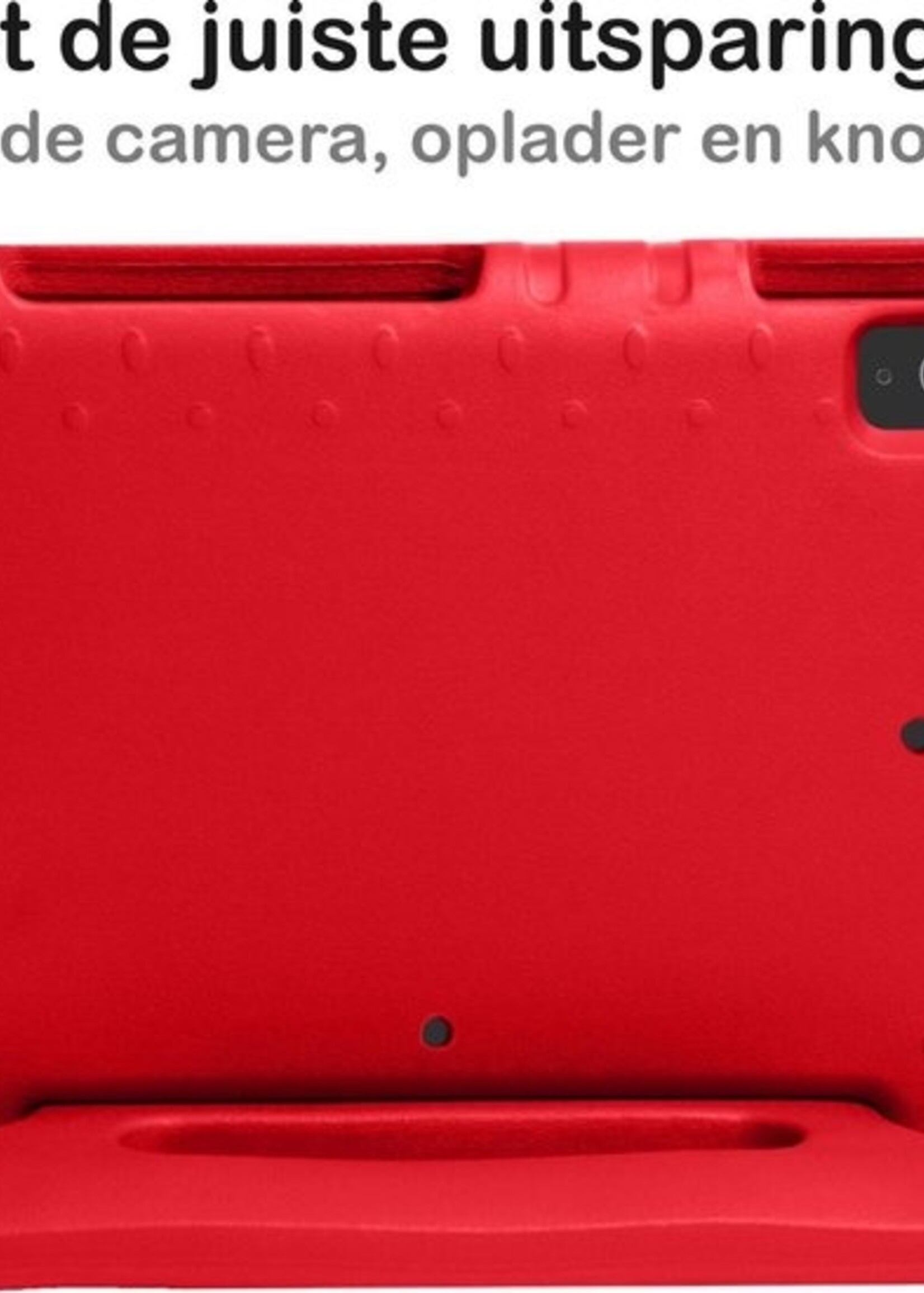 BTH Kinderhoes Geschikt voor iPad Air 2020 Hoes Kinder Hoesje Kids Case Cover Kidsproof Met 2x Screenprotector - Hoesje Geschikt voor iPad Air 4 2020 Hoesje Kinder Hoes - Rood