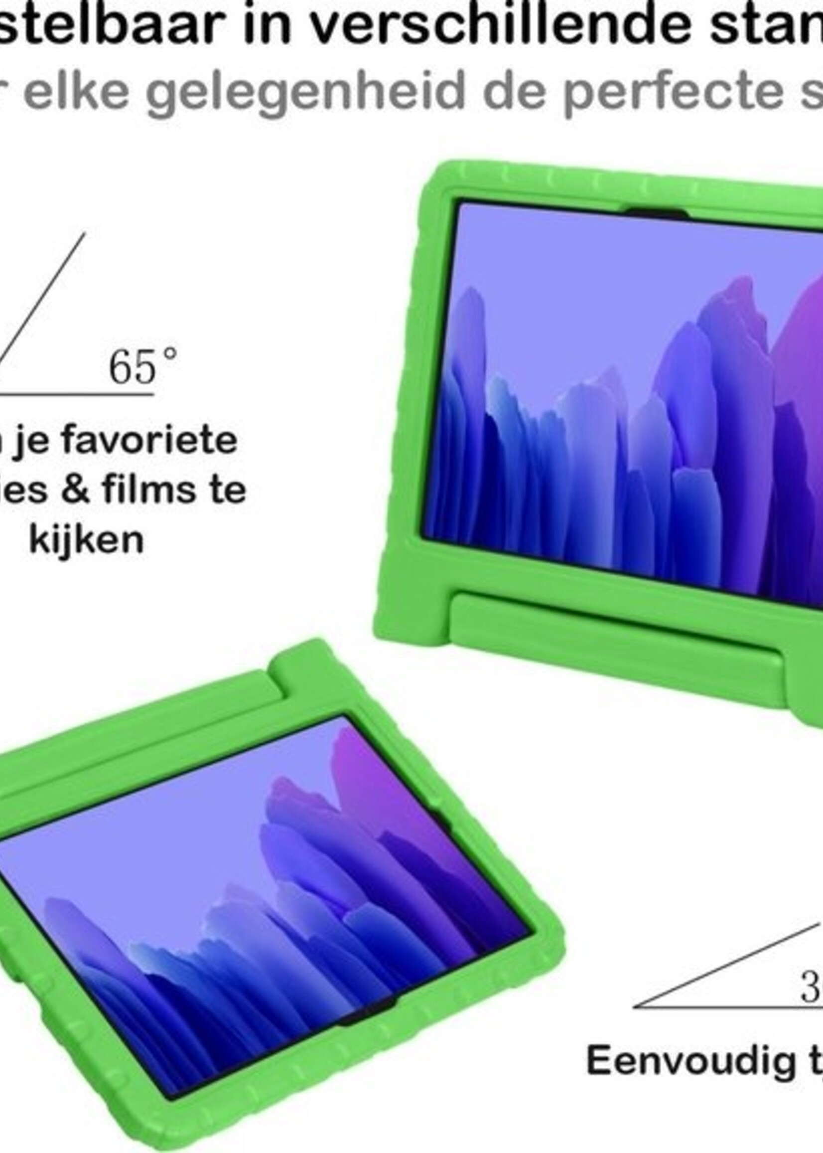 BTH Kinderhoes Geschikt voor Samsung Galaxy Tab A7 Hoes Kinder Hoesje Kids Case Cover Kidsproof Met Screenprotector - Hoesje Geschikt voor Samsung Tab A7 Hoesje Kinder Hoes - Groen