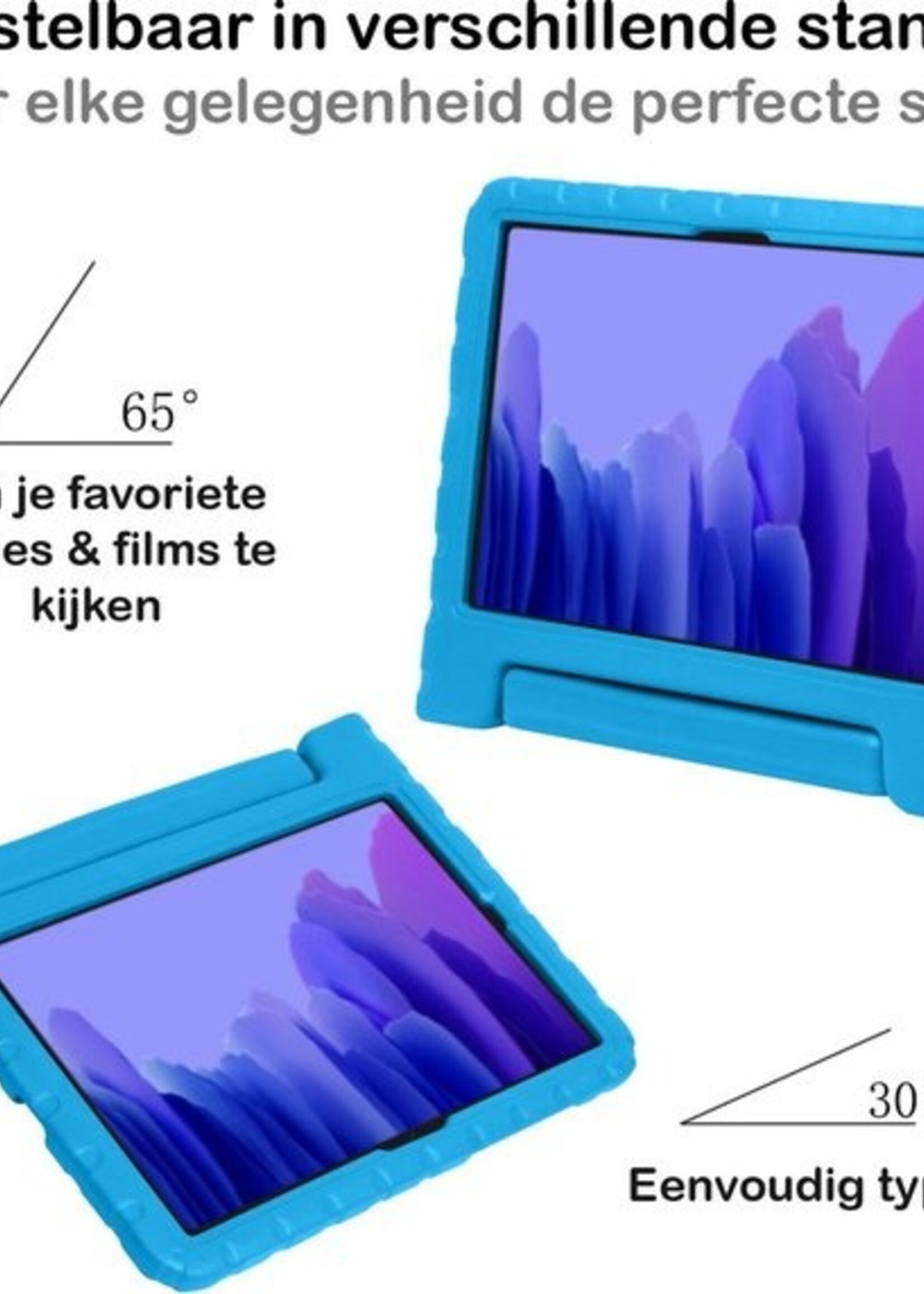 BTH Kinderhoes Geschikt voor Samsung Galaxy Tab A7 Hoes Kinder Hoesje Kids Case Cover Kidsproof Met 2x Screenprotector - Hoesje Geschikt voor Samsung Tab A7 Hoesje Kinder Hoes - Blauw