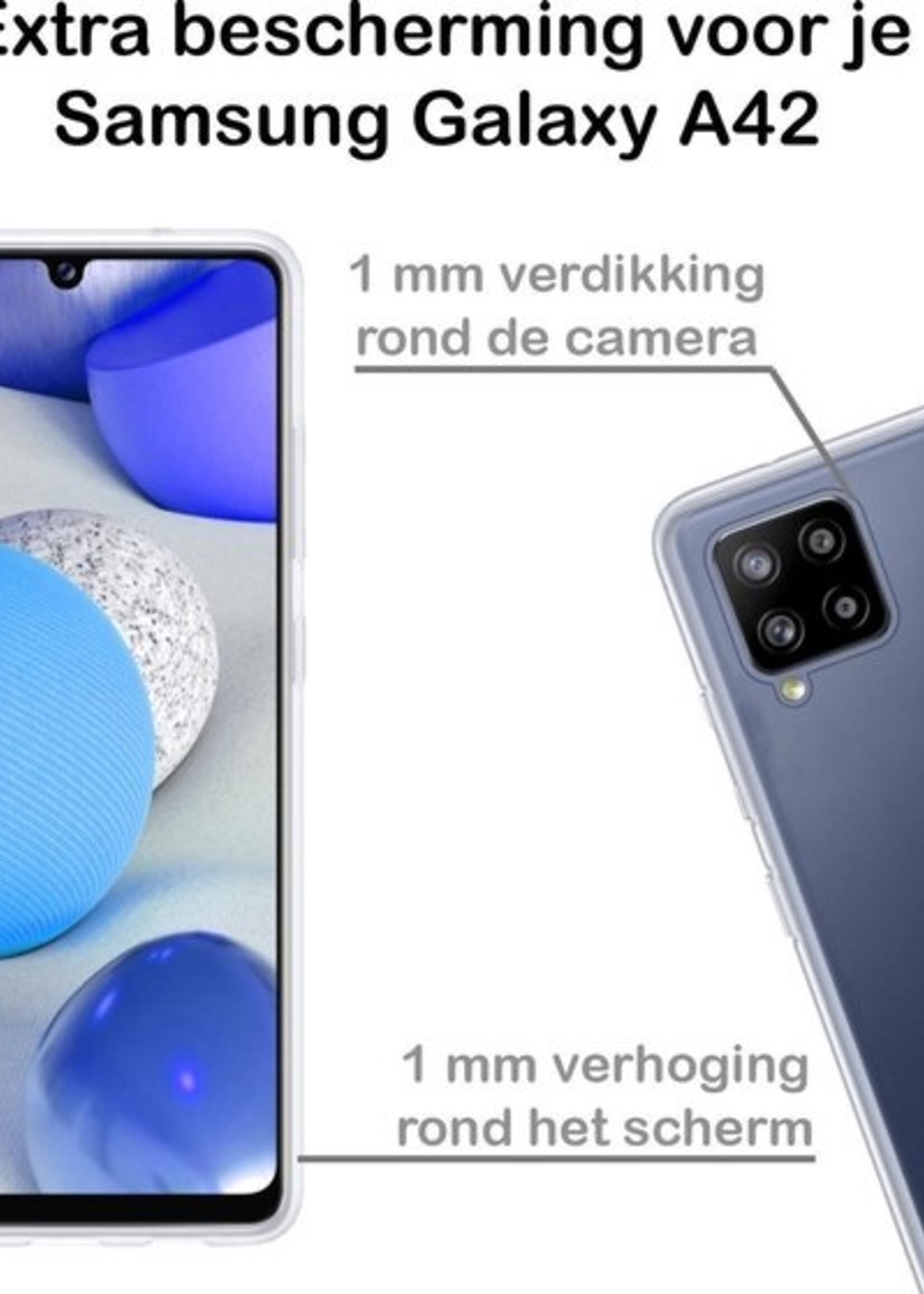 BTH Hoesje Geschikt voor Samsung A42 Hoesje Siliconen Case Hoes - Hoes Geschikt voor Samsung Galaxy A42 Hoes Cover Case - Transparant