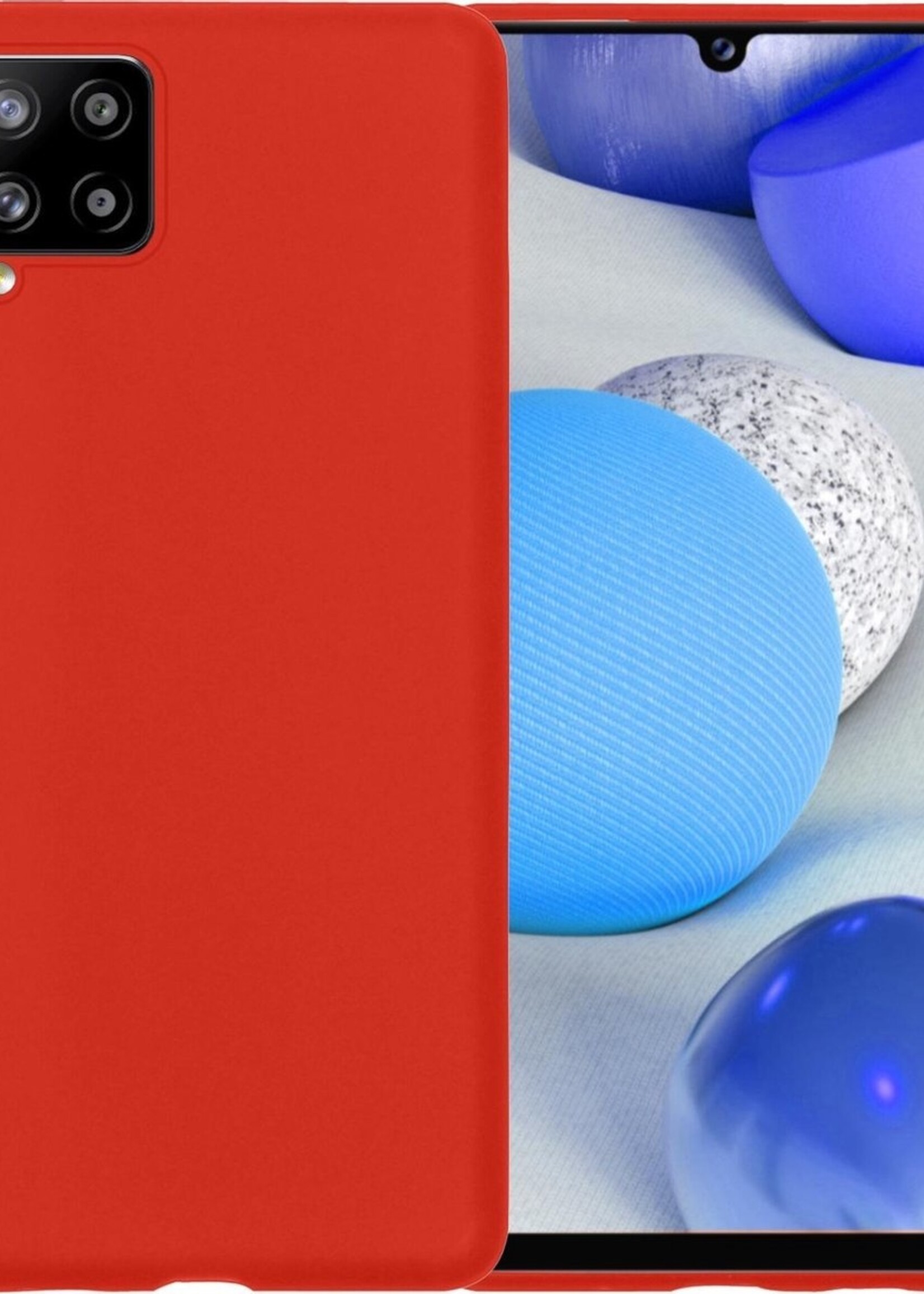 BTH Hoesje Geschikt voor Samsung A42 Hoesje Siliconen Case Hoes - Hoes Geschikt voor Samsung Galaxy A42 Hoes Cover Case - Rood