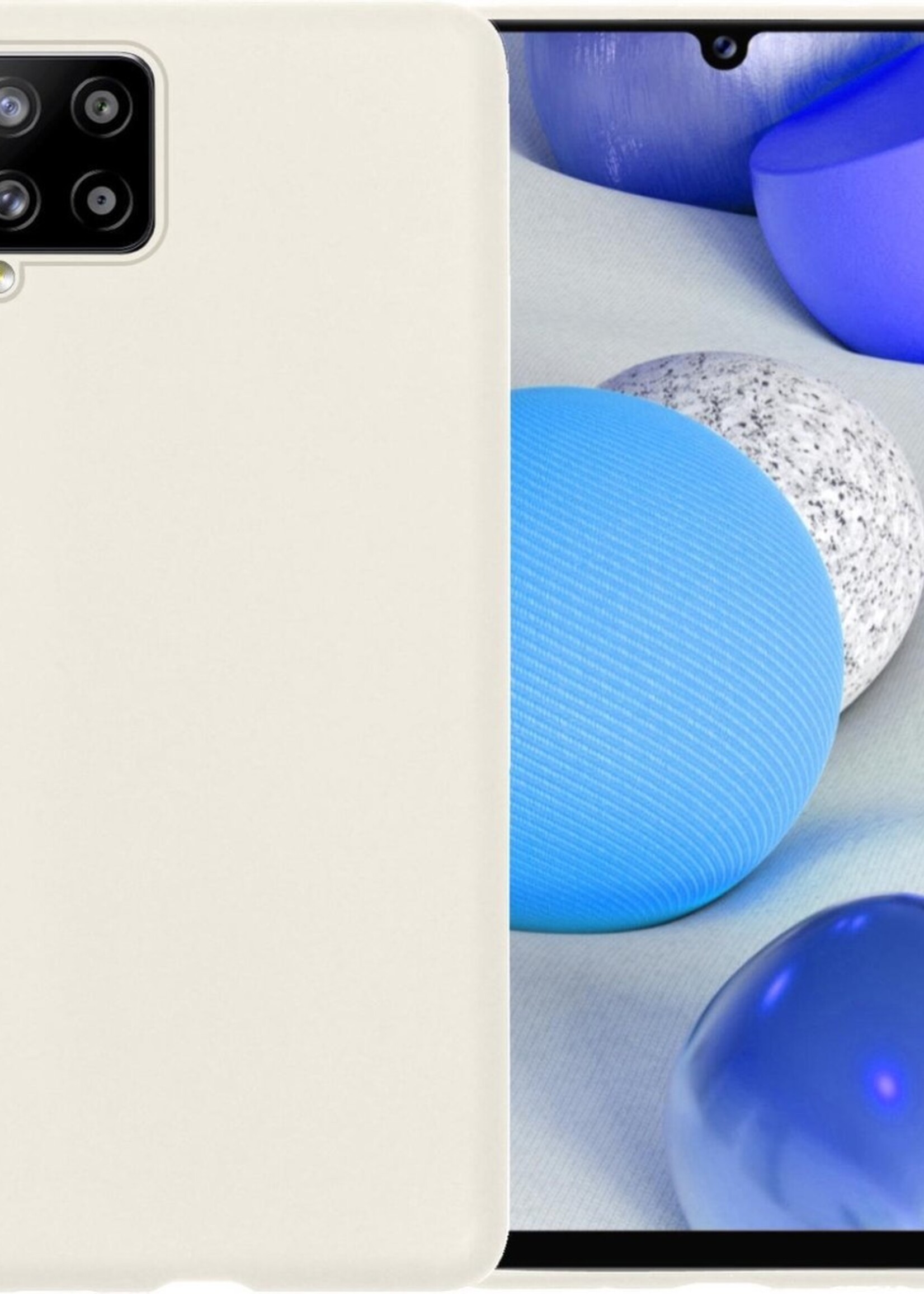 BTH Hoesje Geschikt voor Samsung A42 Hoesje Siliconen Case Hoes - Hoes Geschikt voor Samsung Galaxy A42 Hoes Cover Case - Wit
