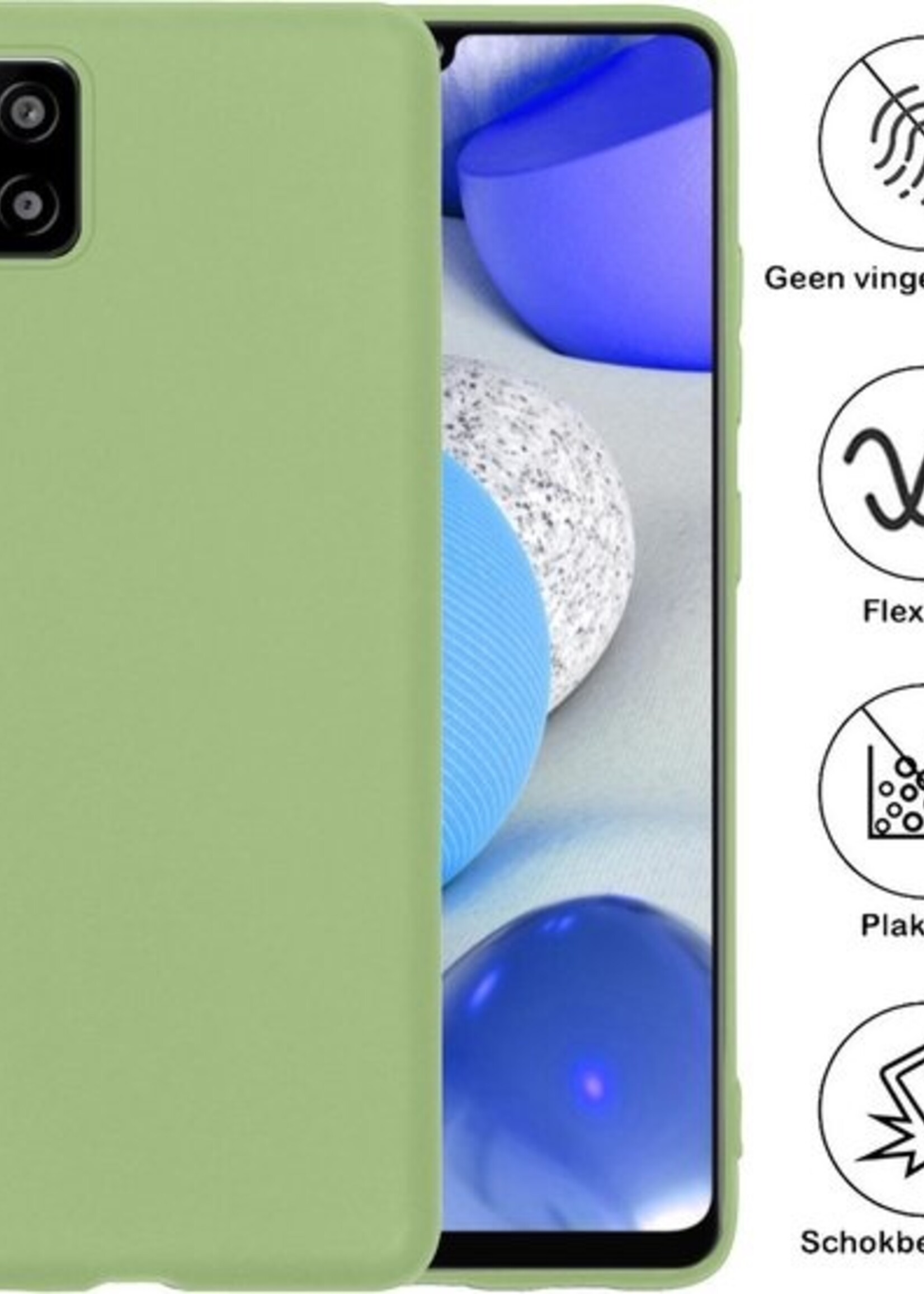 BTH Hoesje Geschikt voor Samsung A42 Hoesje Siliconen Case Hoes - Hoes Geschikt voor Samsung Galaxy A42 Hoes Cover Case - Groen