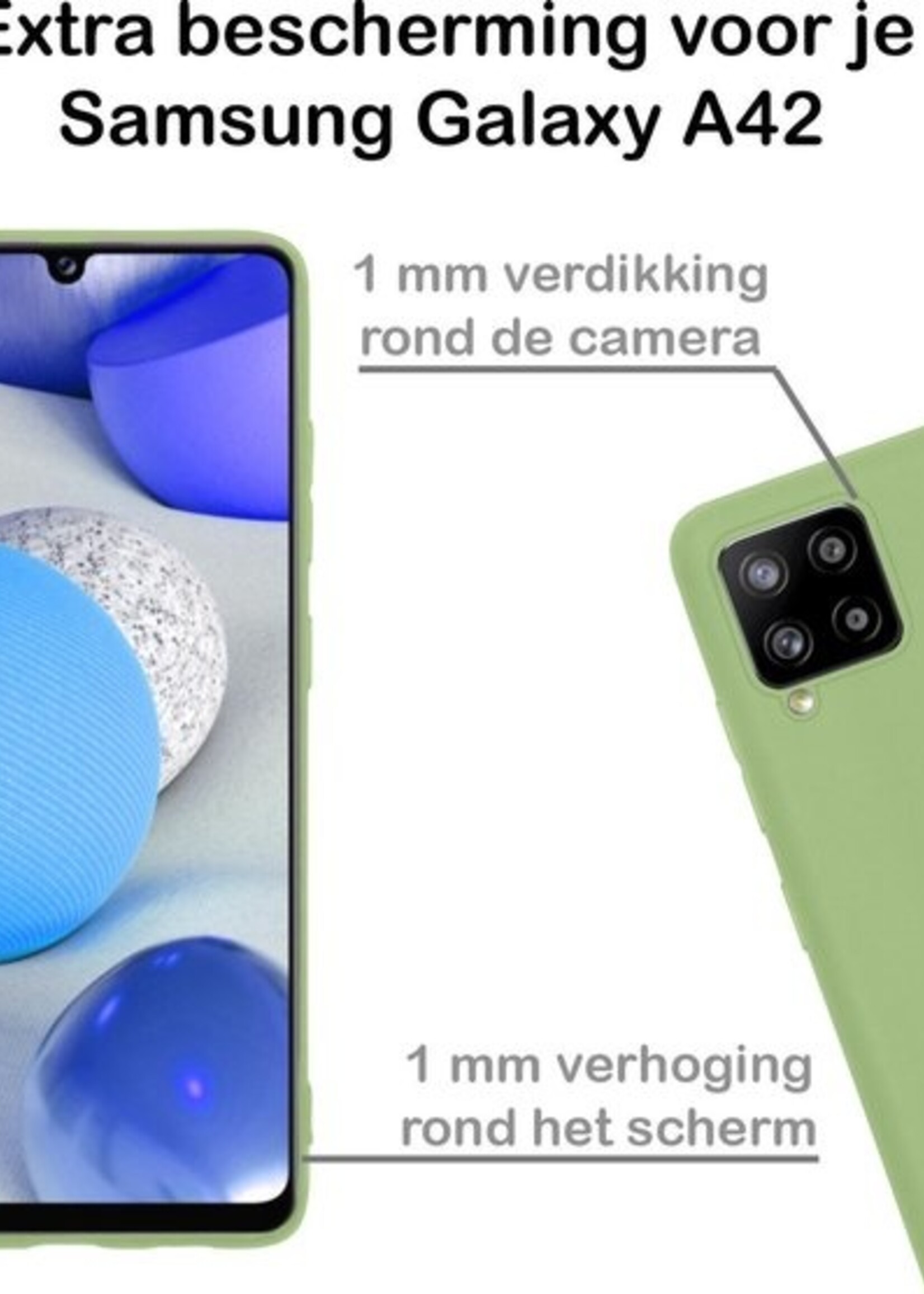 BTH Hoesje Geschikt voor Samsung A42 Hoesje Siliconen Case Hoes - Hoes Geschikt voor Samsung Galaxy A42 Hoes Cover Case - Groen