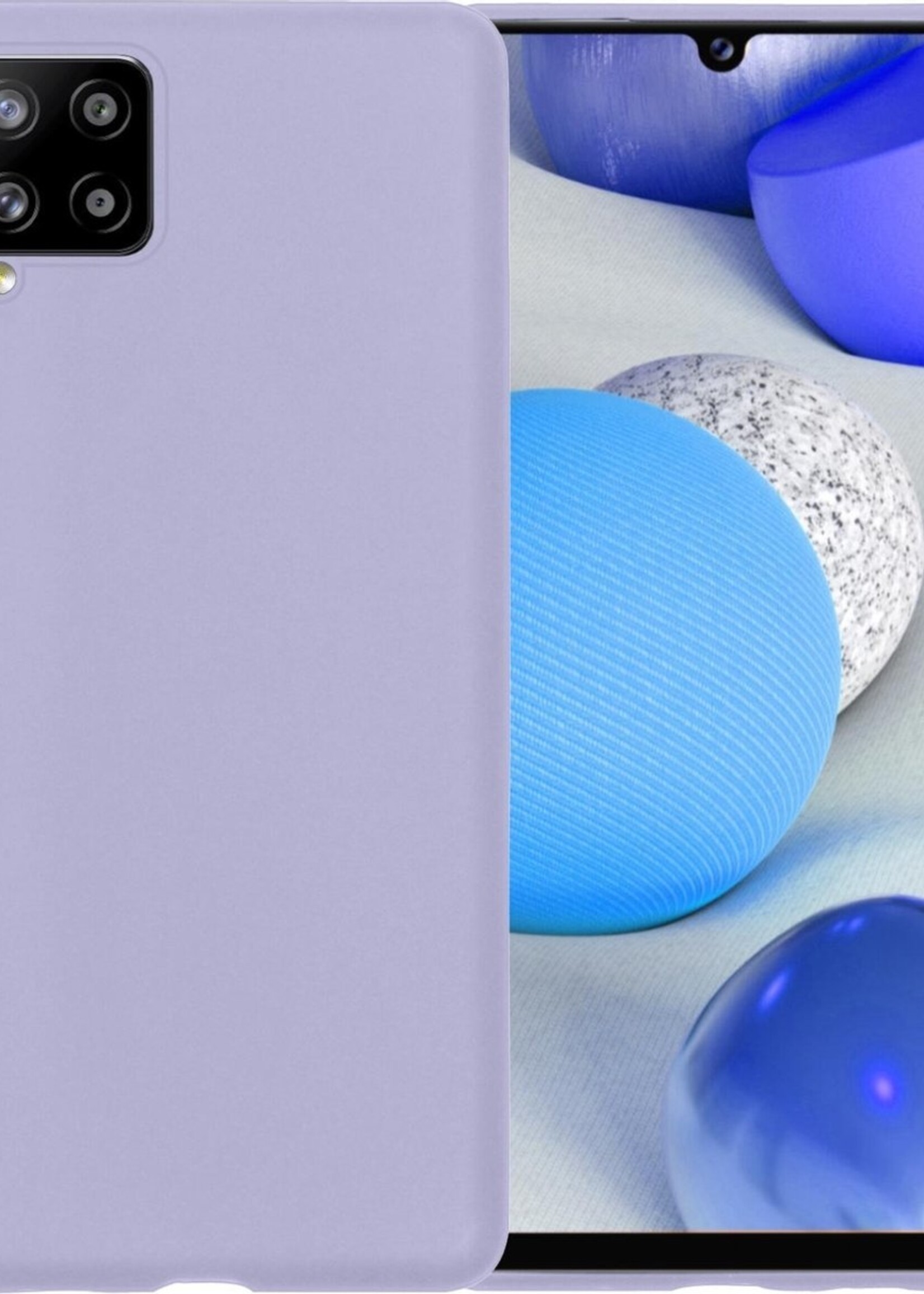BTH Hoesje Geschikt voor Samsung A42 Hoesje Siliconen Case Hoes - Hoes Geschikt voor Samsung Galaxy A42 Hoes Cover Case - Lila