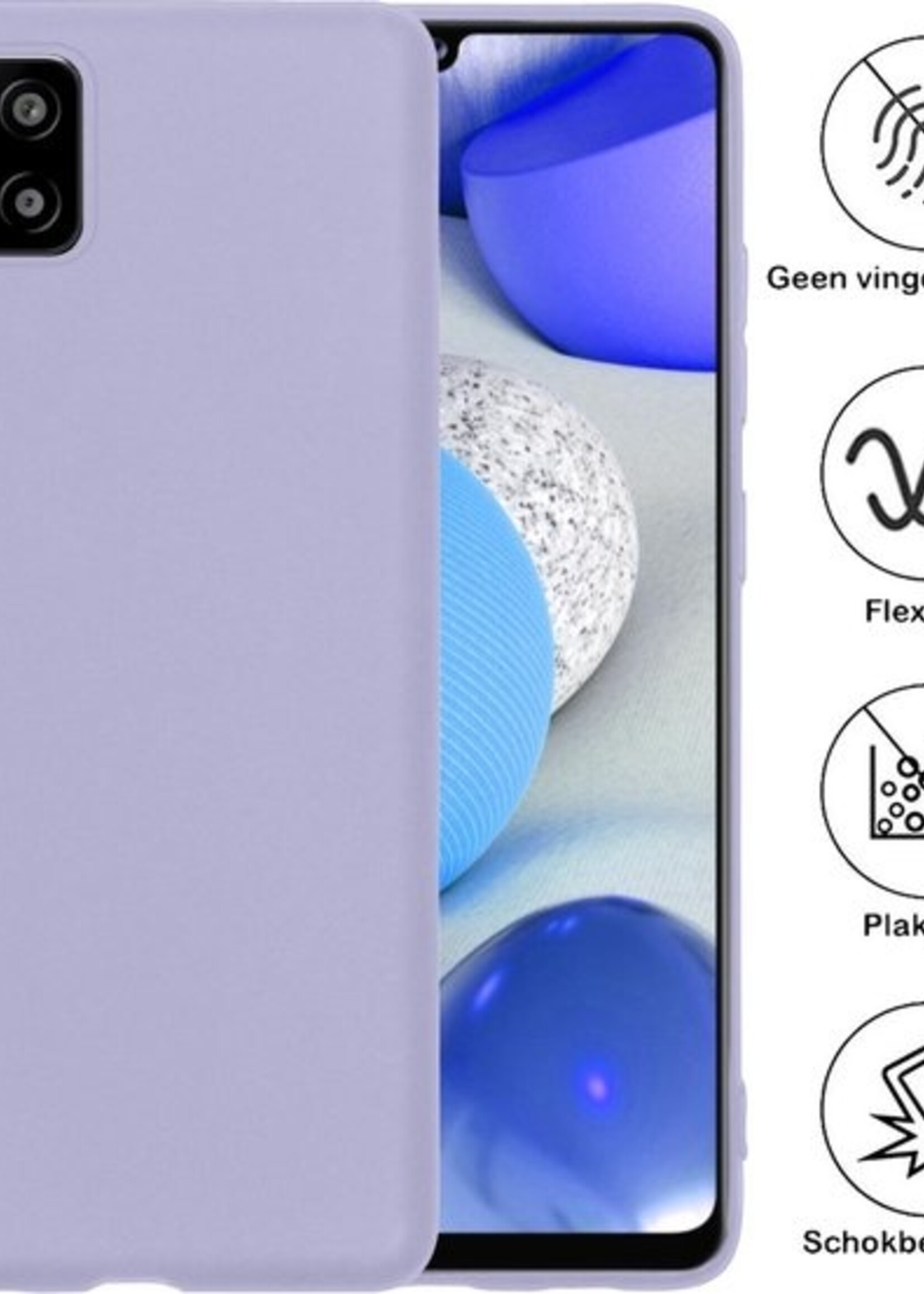 BTH Hoesje Geschikt voor Samsung A42 Hoesje Siliconen Case Hoes - Hoes Geschikt voor Samsung Galaxy A42 Hoes Cover Case - Lila