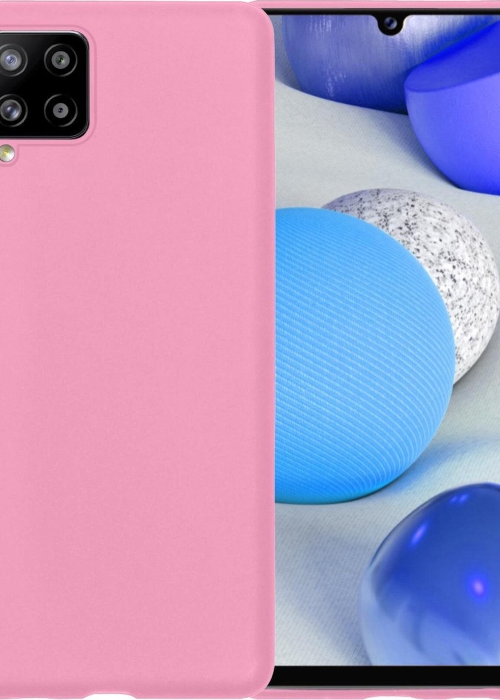 BTH Hoesje Geschikt voor Samsung A42 Hoesje Siliconen Case Hoes - Hoes Geschikt voor Samsung Galaxy A42 Hoes Cover Case - Roze