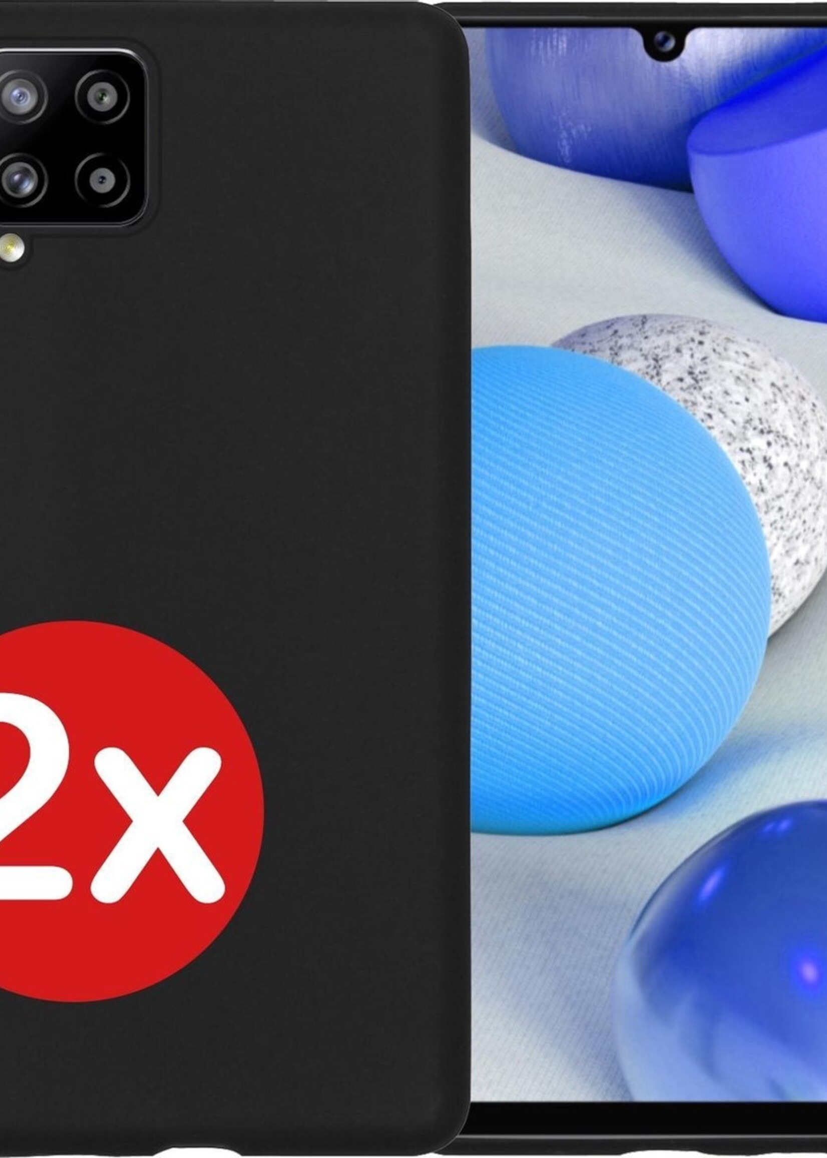 BTH Hoesje Geschikt voor Samsung A42 Hoesje Siliconen Case Hoes - Hoes Geschikt voor Samsung Galaxy A42 Hoes Cover Case - Zwart - 2 PACK