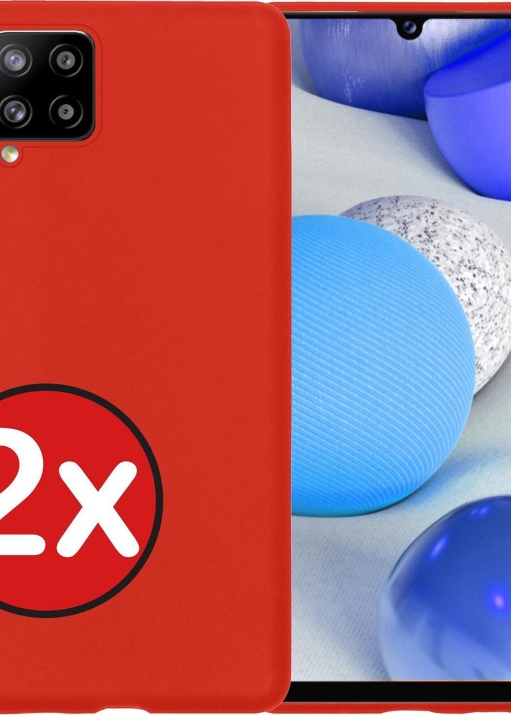 BTH Hoesje Geschikt voor Samsung A42 Hoesje Siliconen Case Hoes - Hoes Geschikt voor Samsung Galaxy A42 Hoes Cover Case - Rood - 2 PACK