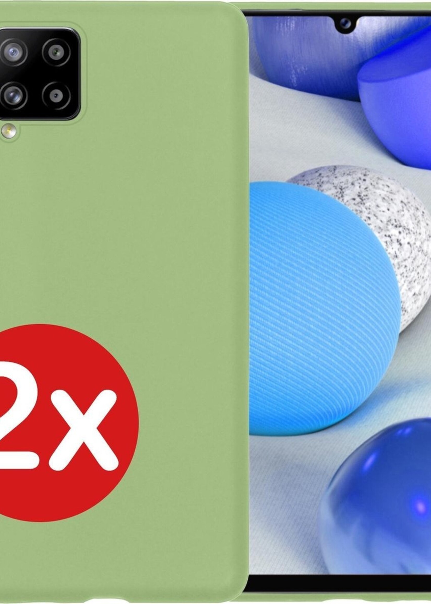 BTH Hoesje Geschikt voor Samsung A42 Hoesje Siliconen Case Hoes - Hoes Geschikt voor Samsung Galaxy A42 Hoes Cover Case - Groen - 2 PACK